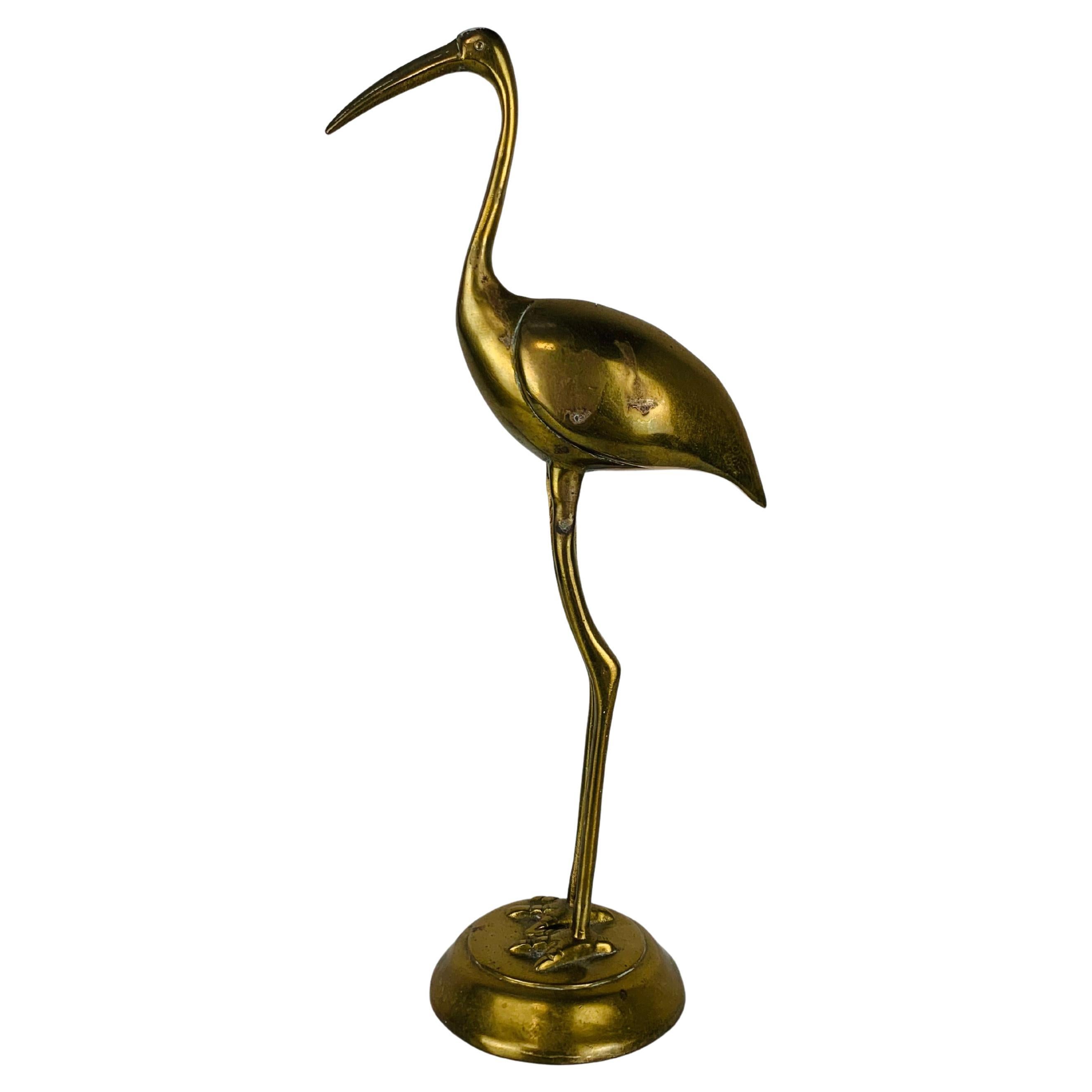 Scultura di fenicottero in ottone, anni '70