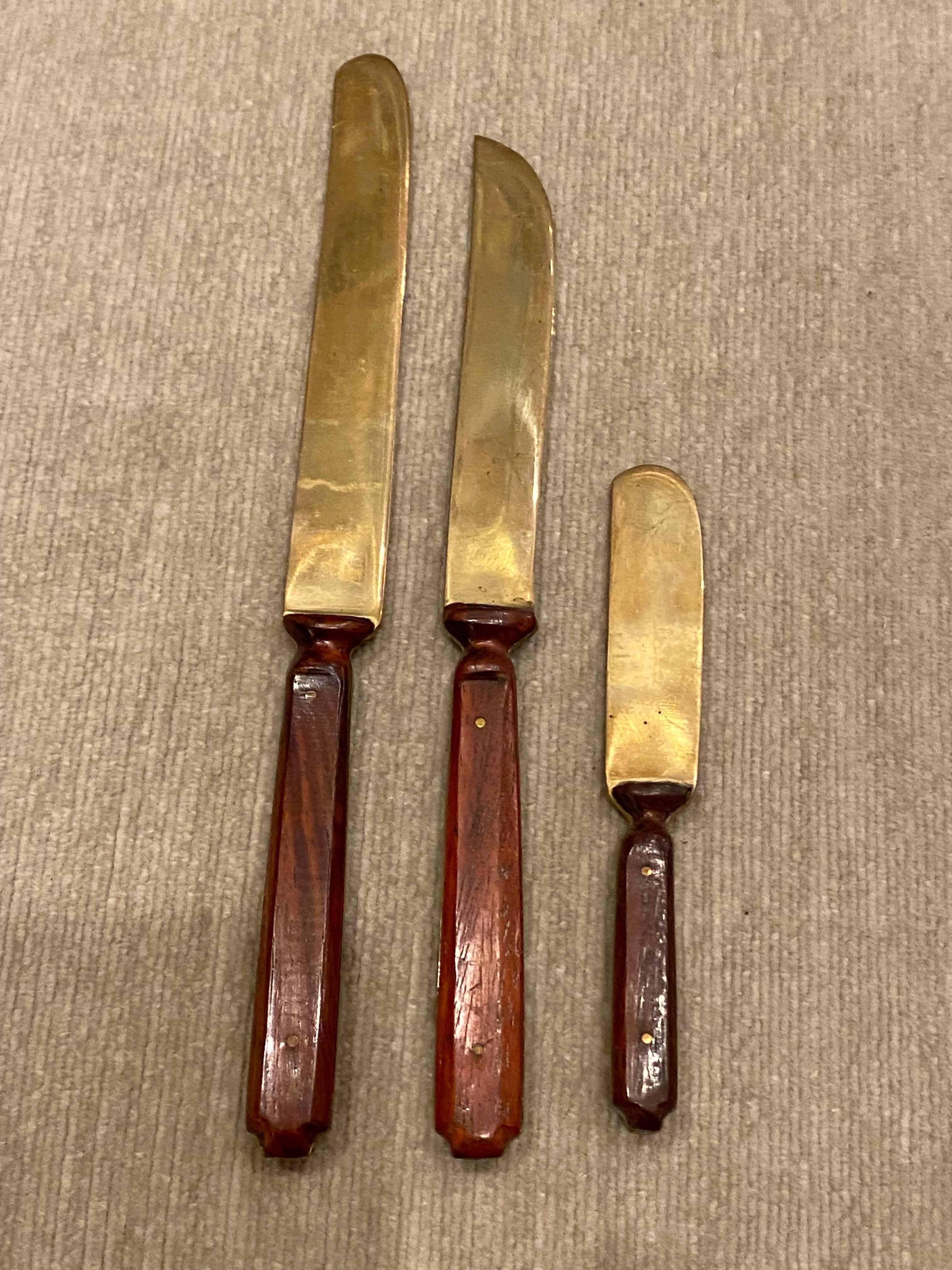 Late 20th Century Brass Flatware Set, Service for 12 / 142 pieces For Sale