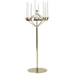 Vintage Brass Floor Candelabra by Sigurd Persson