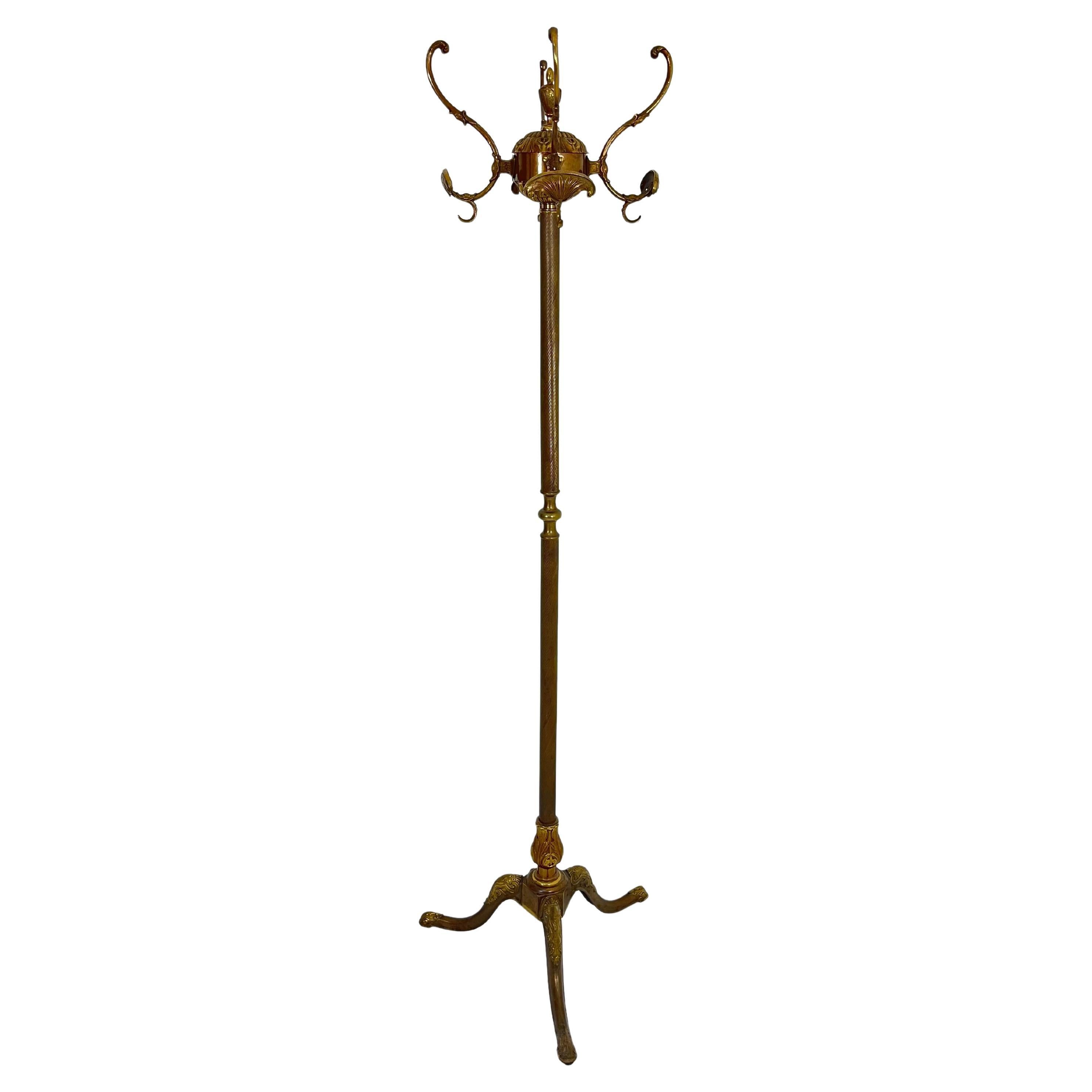 Brass Floor Coat Rack Made in Italy 1960s