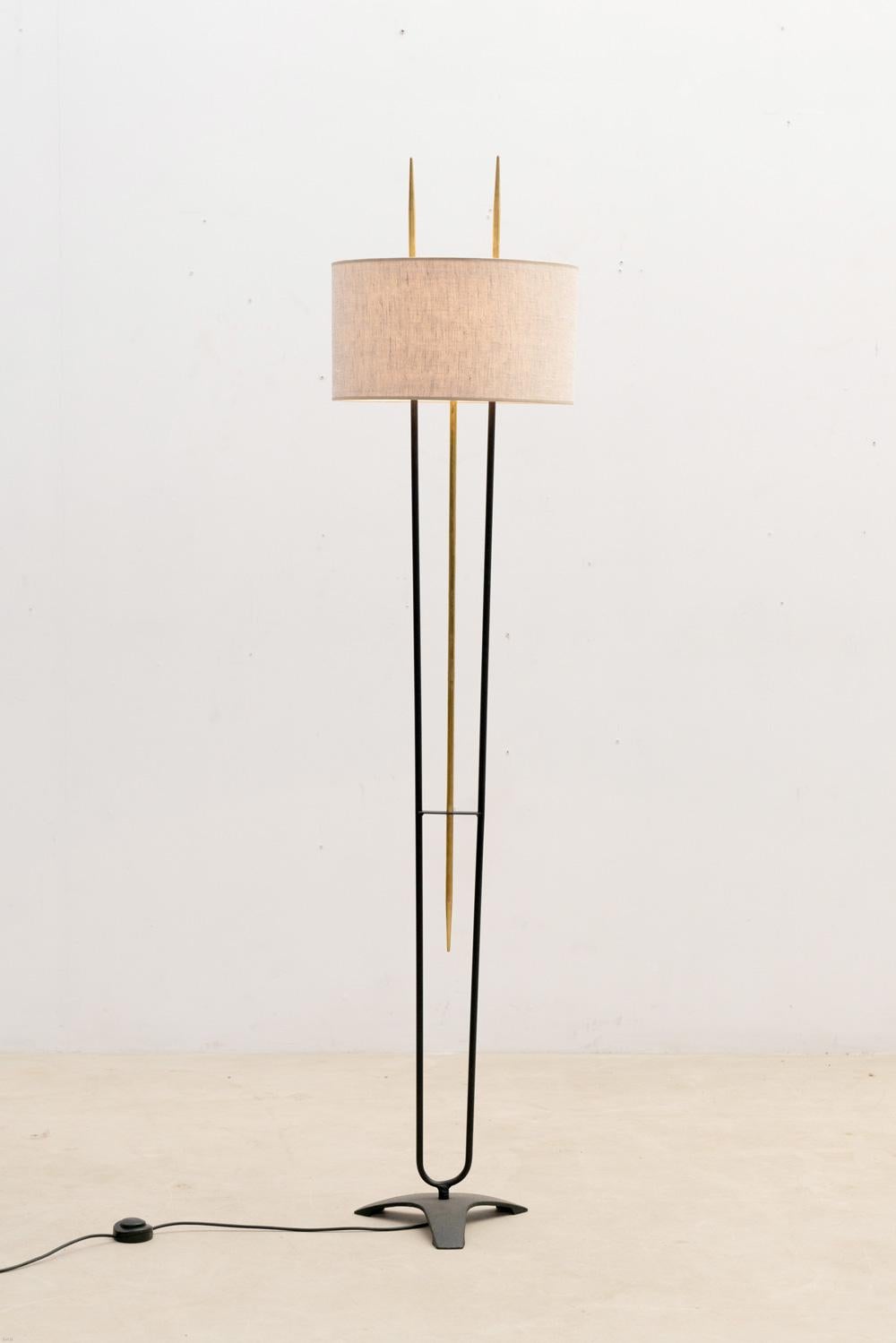 Late 20th Century Brass floor lamp,  1970s France  For Sale