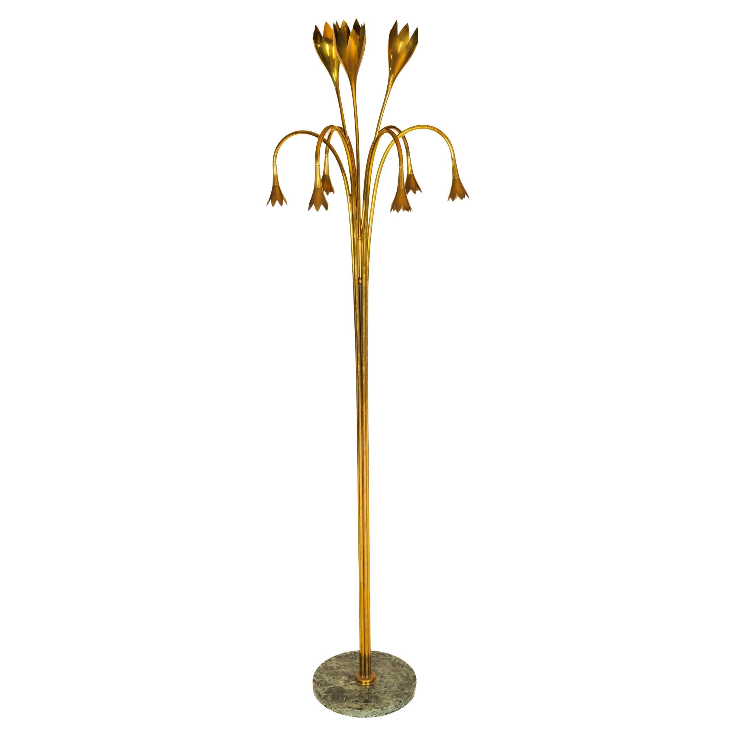 Brass Floor Lamp Attributed to Angelo Lelli, 1950s