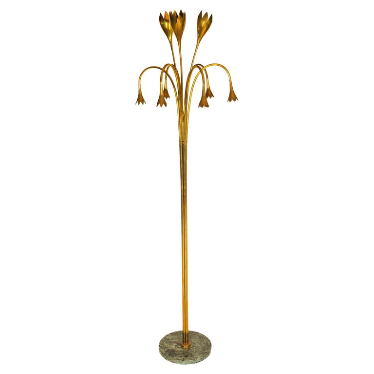 Brass Floor Lamp Attributed to Angelo Lelli, 1950s For Sale