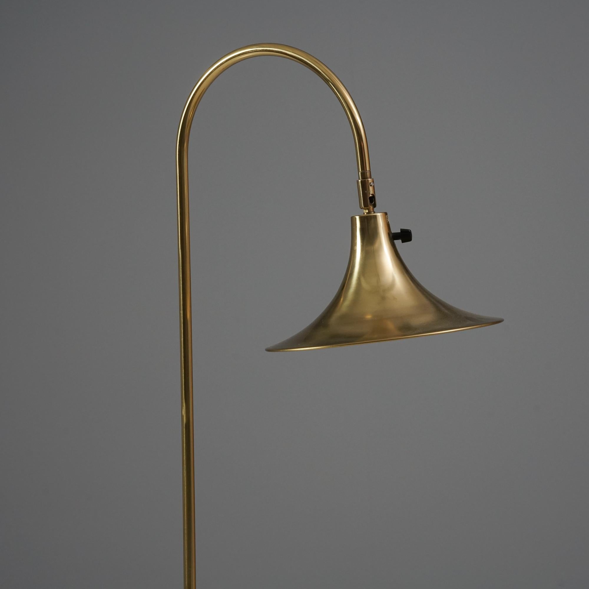 Scandinavian Modern Brass Floor Lamp, Börje Claes, Norlett Elit, Late 20th Century For Sale