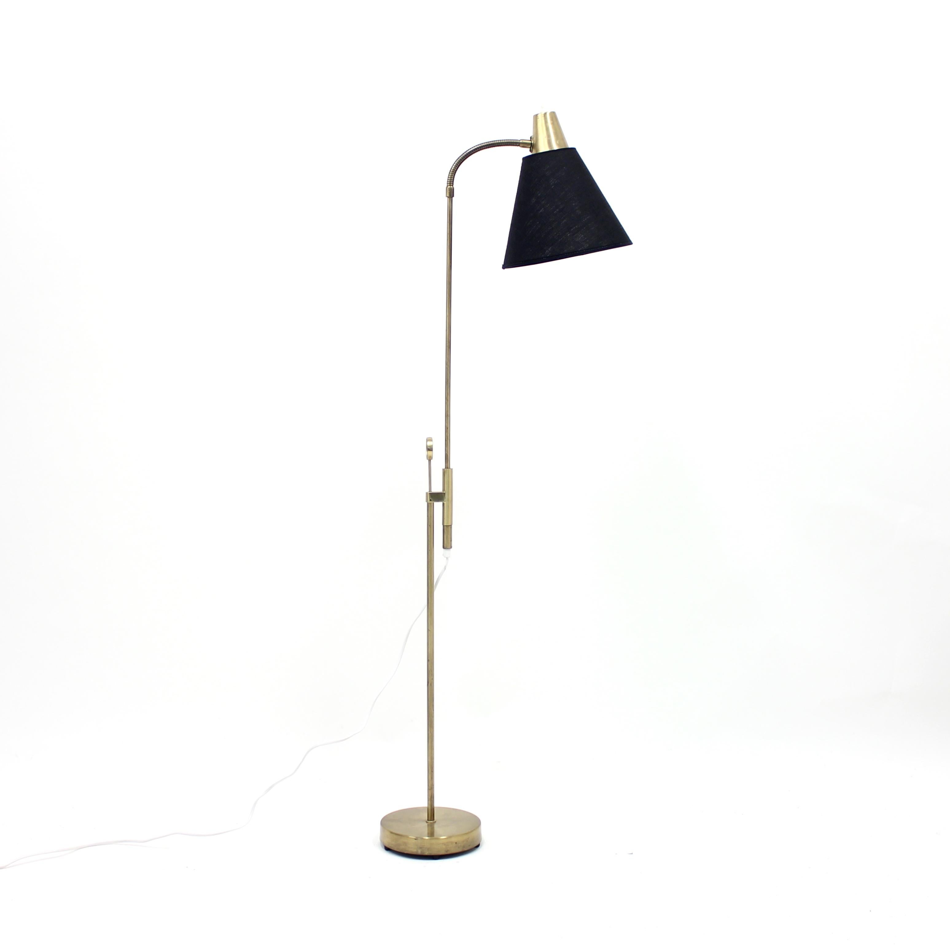 Scandinavian Modern Brass Floor Lamp by Falkenbergs Belysning, 1950s