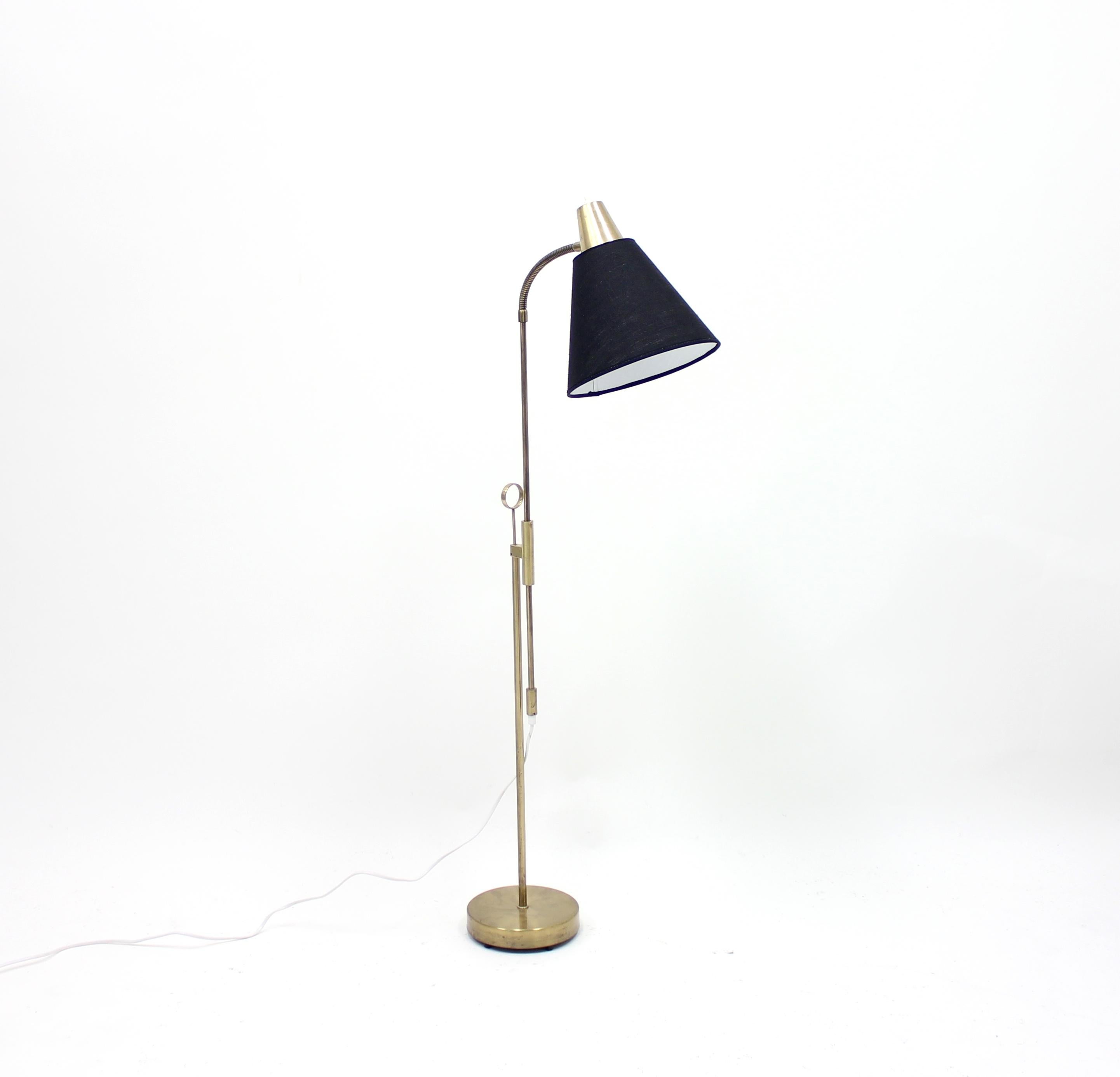 Swedish Brass Floor Lamp by Falkenbergs Belysning, 1950s