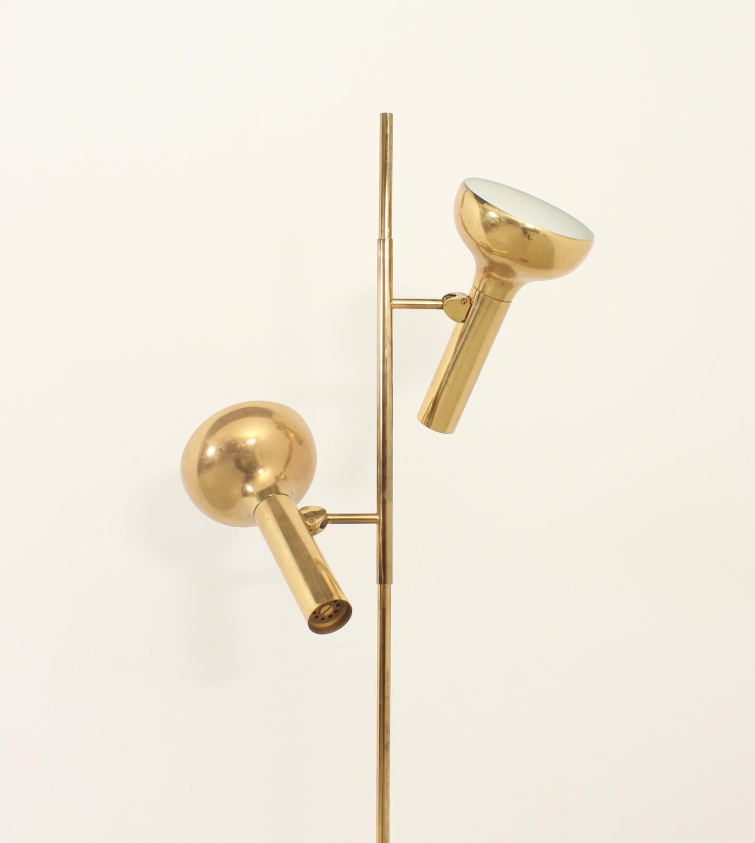 Mid-Century Modern Brass Floor Lamp by Hustadt Leuchten, Germany, 1970's For Sale
