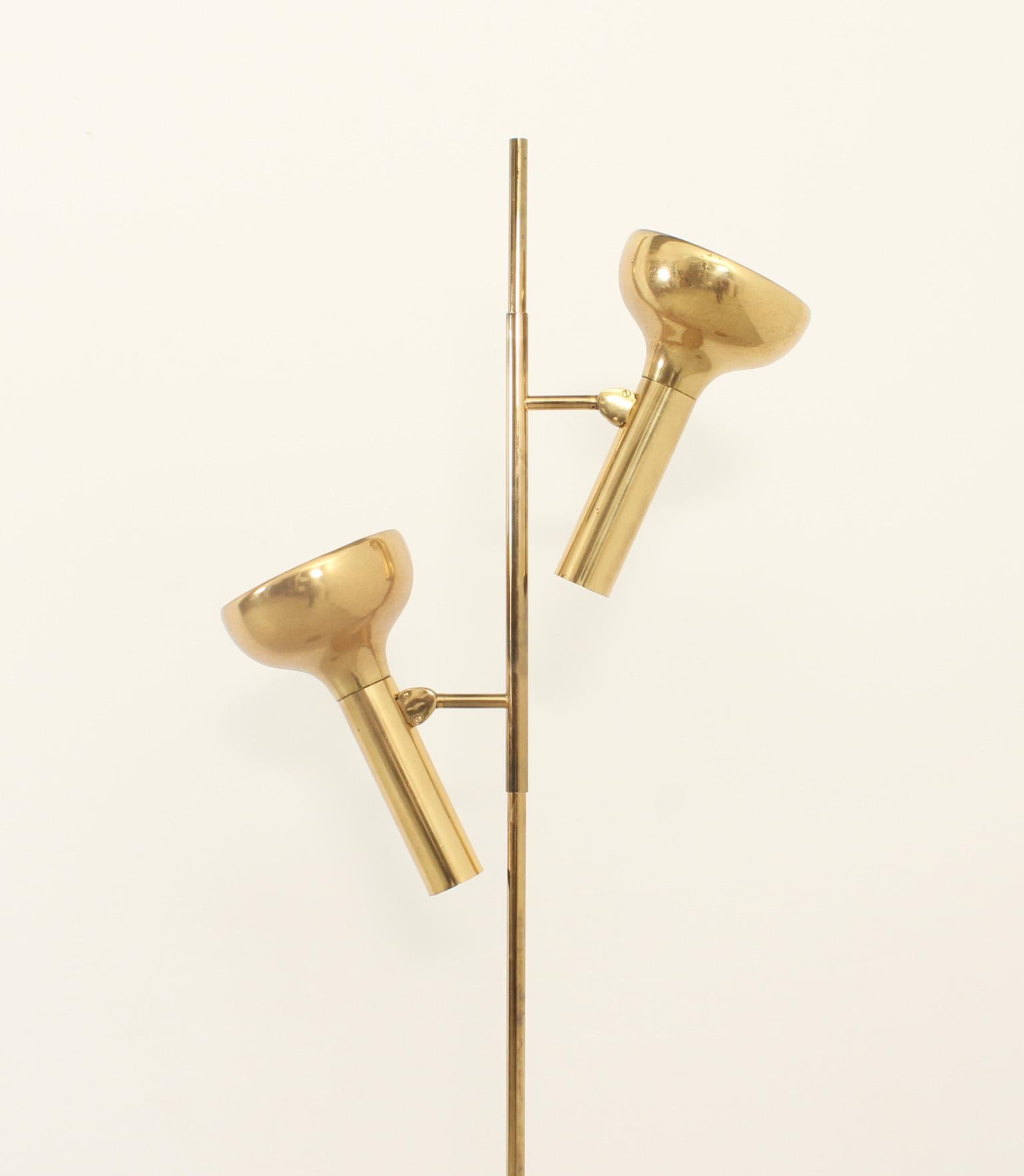 Late 20th Century Brass Floor Lamp by Hustadt Leuchten, Germany, 1970's For Sale