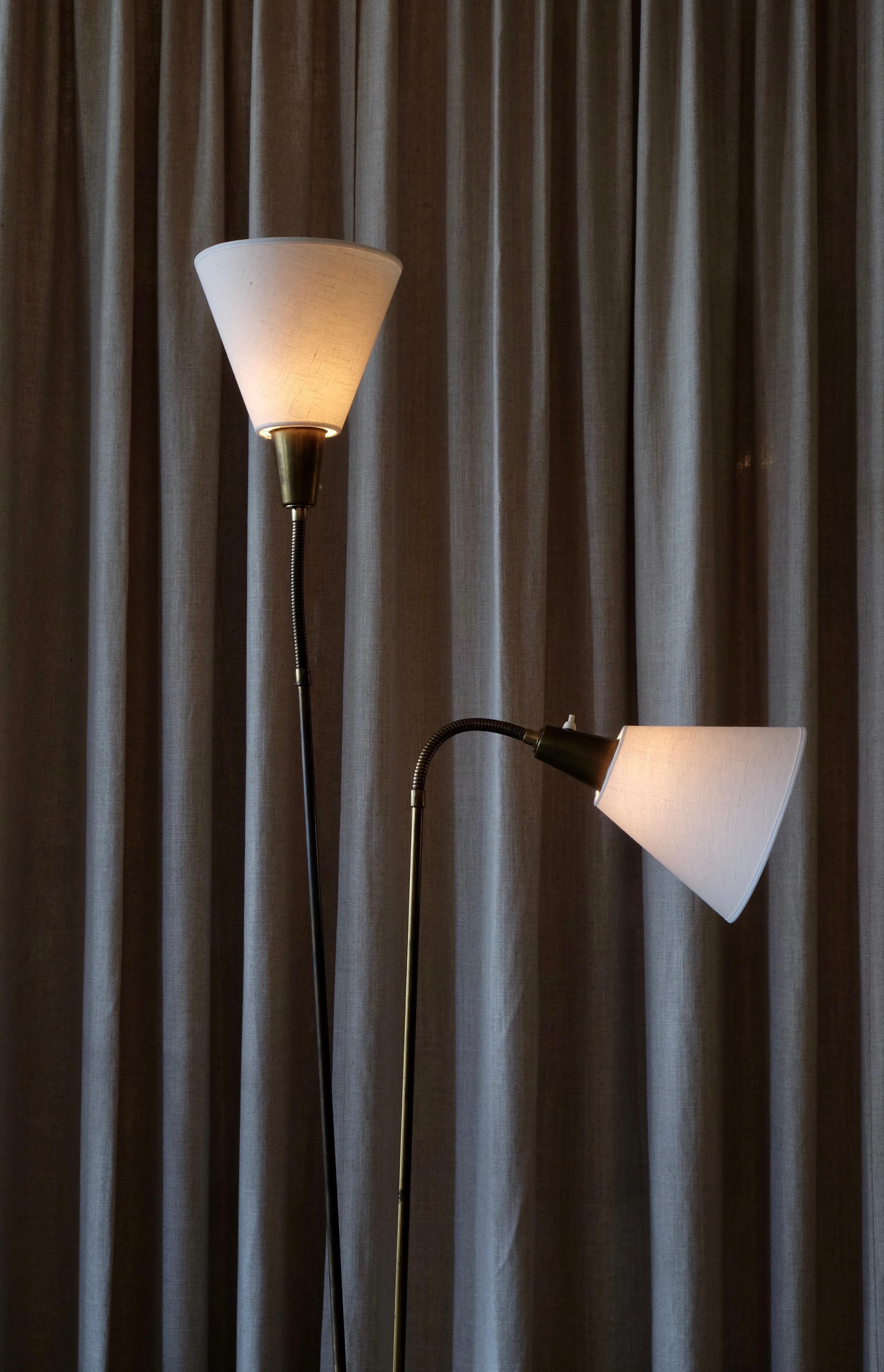Brass Floor Lamp by Sonja Katzin for ASEA, Sweden, 1950s 5