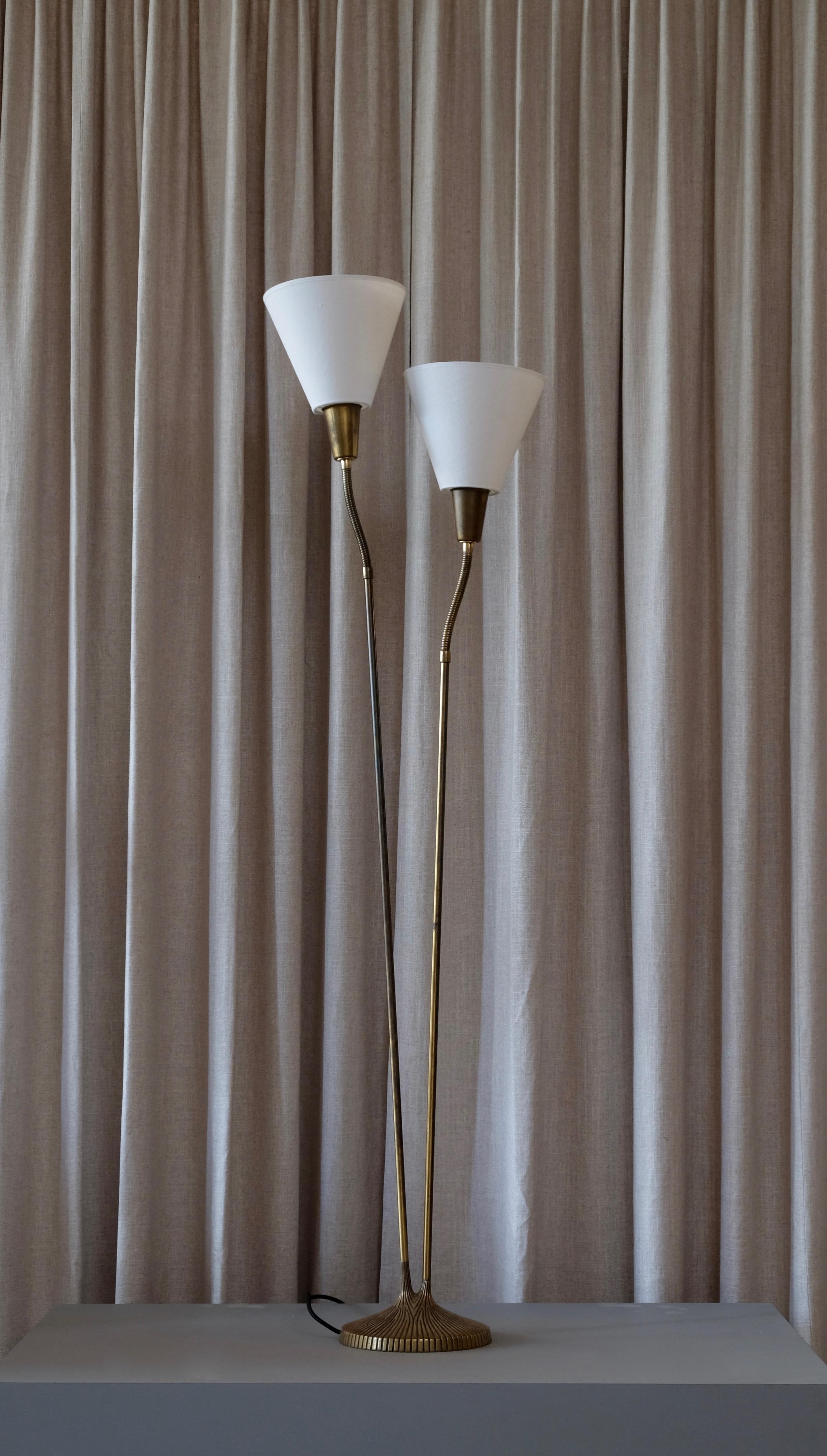 Mid-20th Century Brass Floor Lamp by Sonja Katzin for ASEA, Sweden, 1950s
