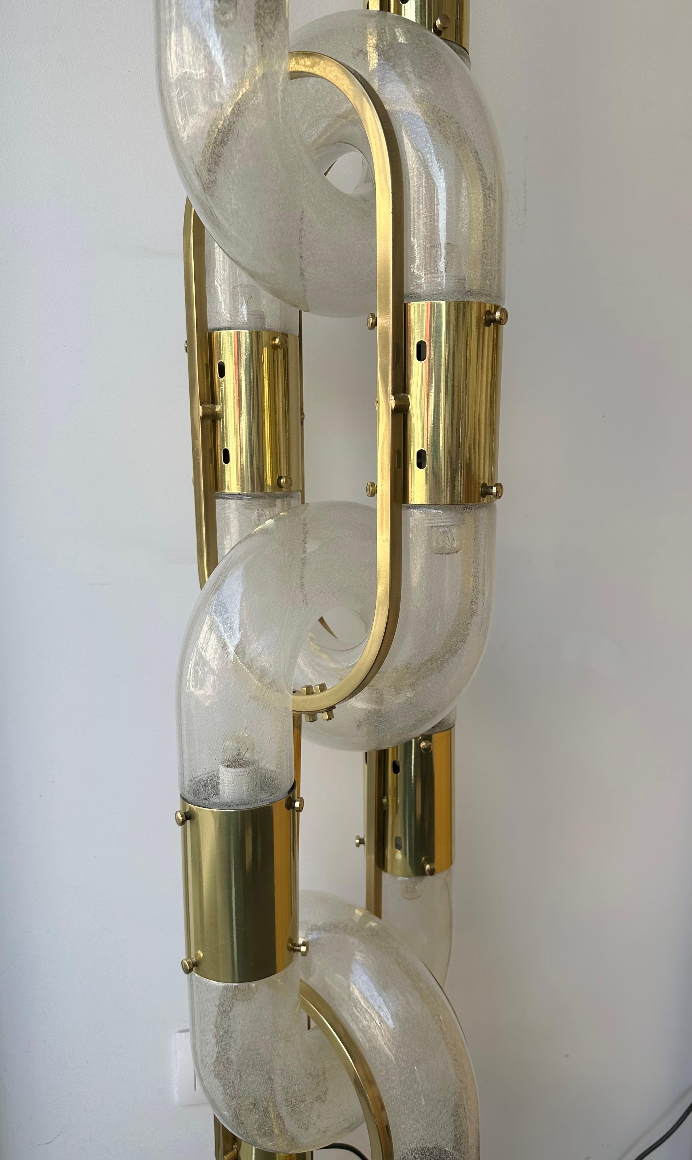Brass Floor Lamp Murano Glass by Aldo Nason for Mazzega, Italy, 1970s 5