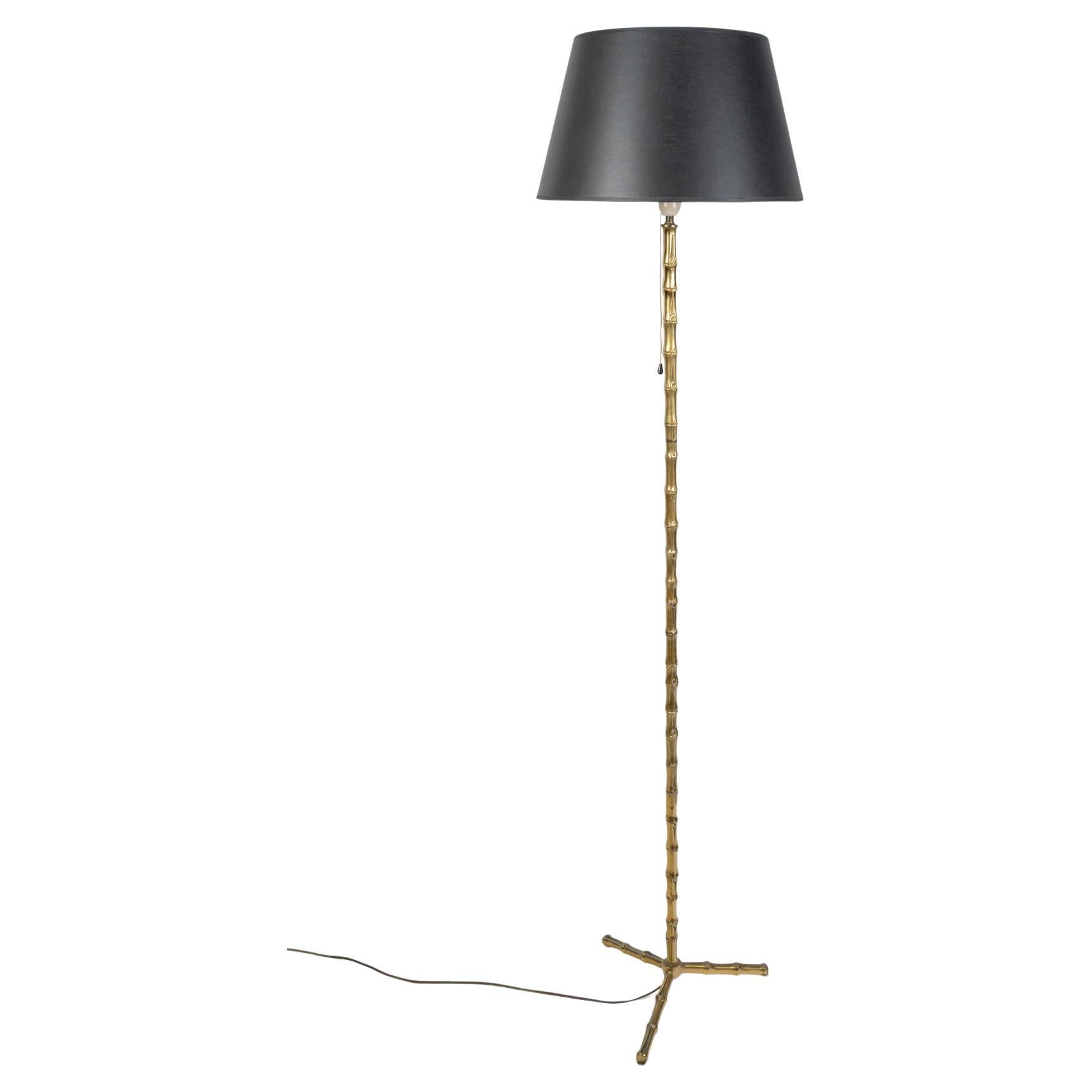 Brass Floor Lamp, Circa 1950, Imitating Bamboo.