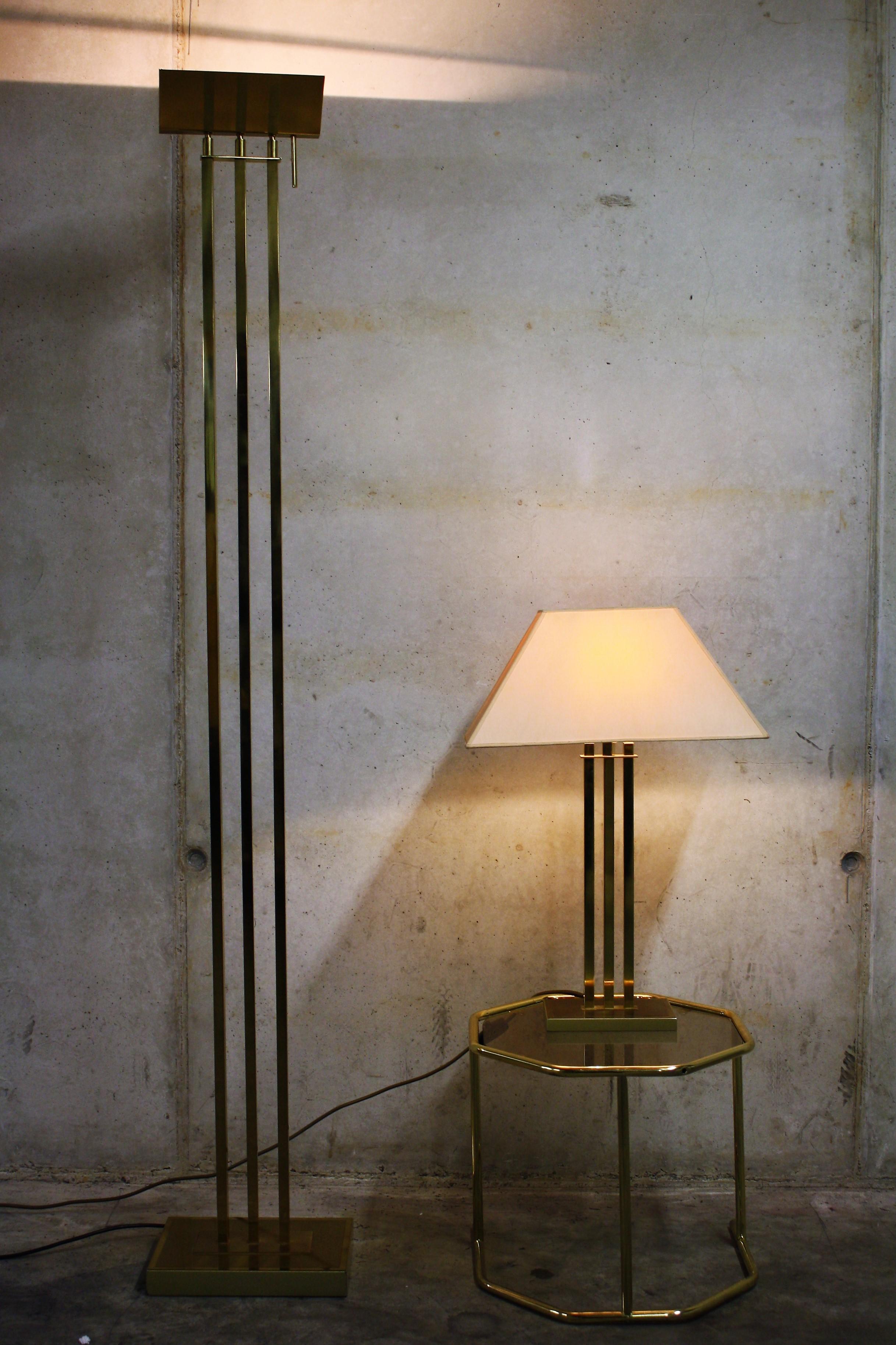 Brass Floor Lamp from Deknudt in the Style of Willy Rizzo, 1970s, Belgium 6