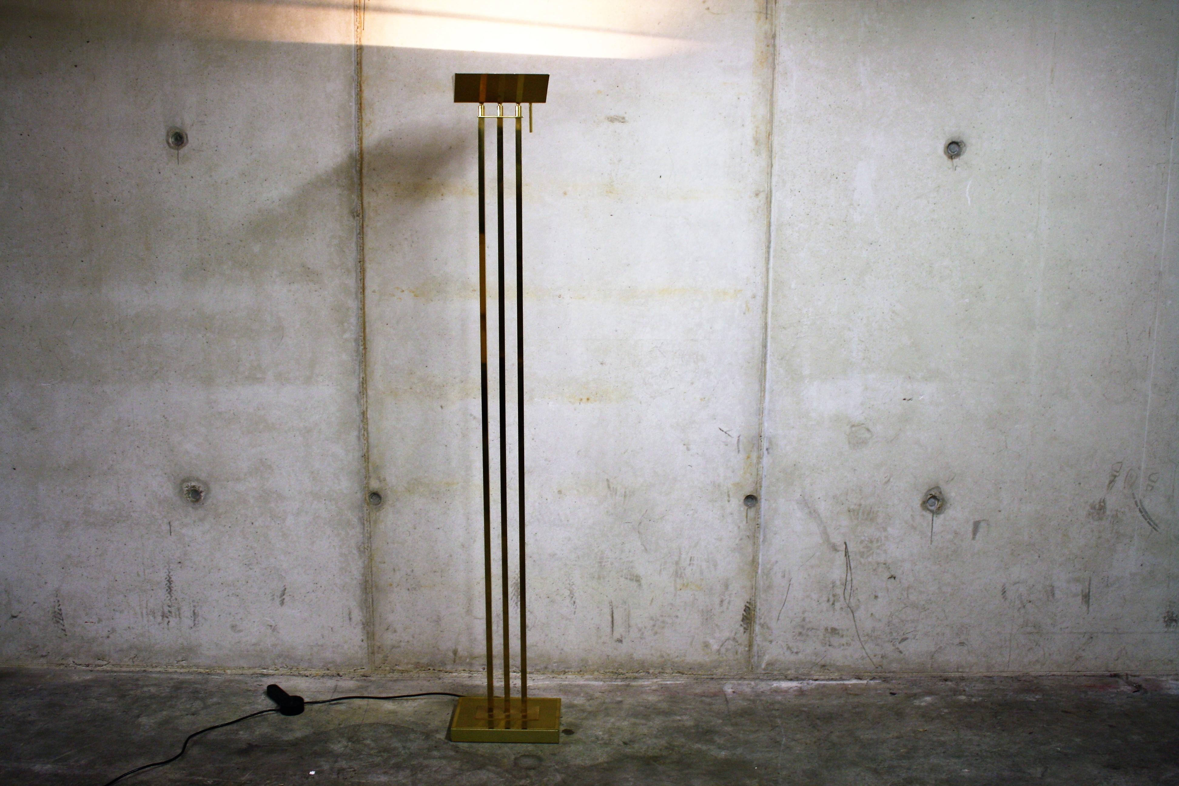 Brass Floor Lamp from Deknudt in the Style of Willy Rizzo, 1970s, Belgium In Good Condition In HEVERLEE, BE