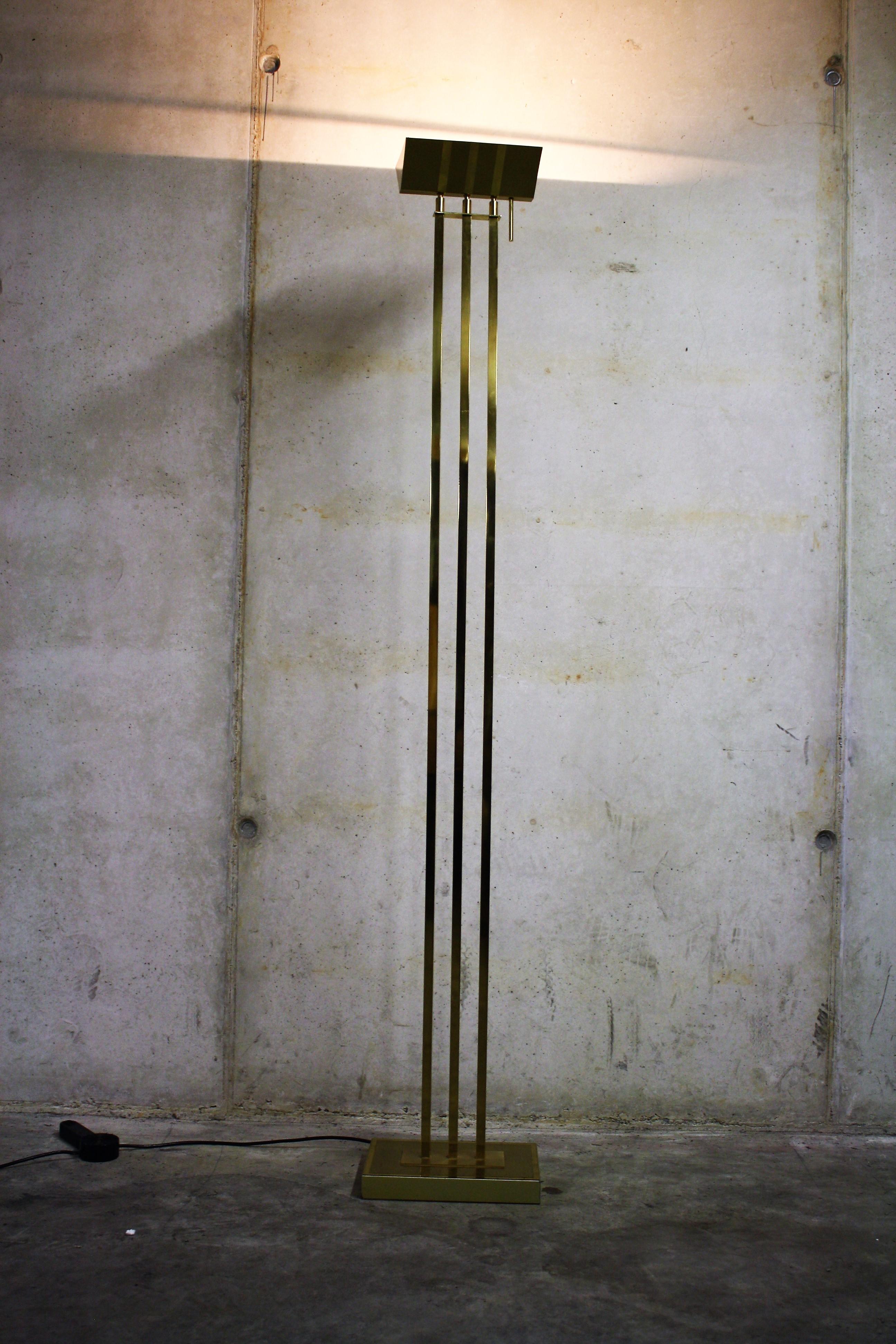 Brass Floor Lamp from Deknudt in the Style of Willy Rizzo, 1970s, Belgium 3