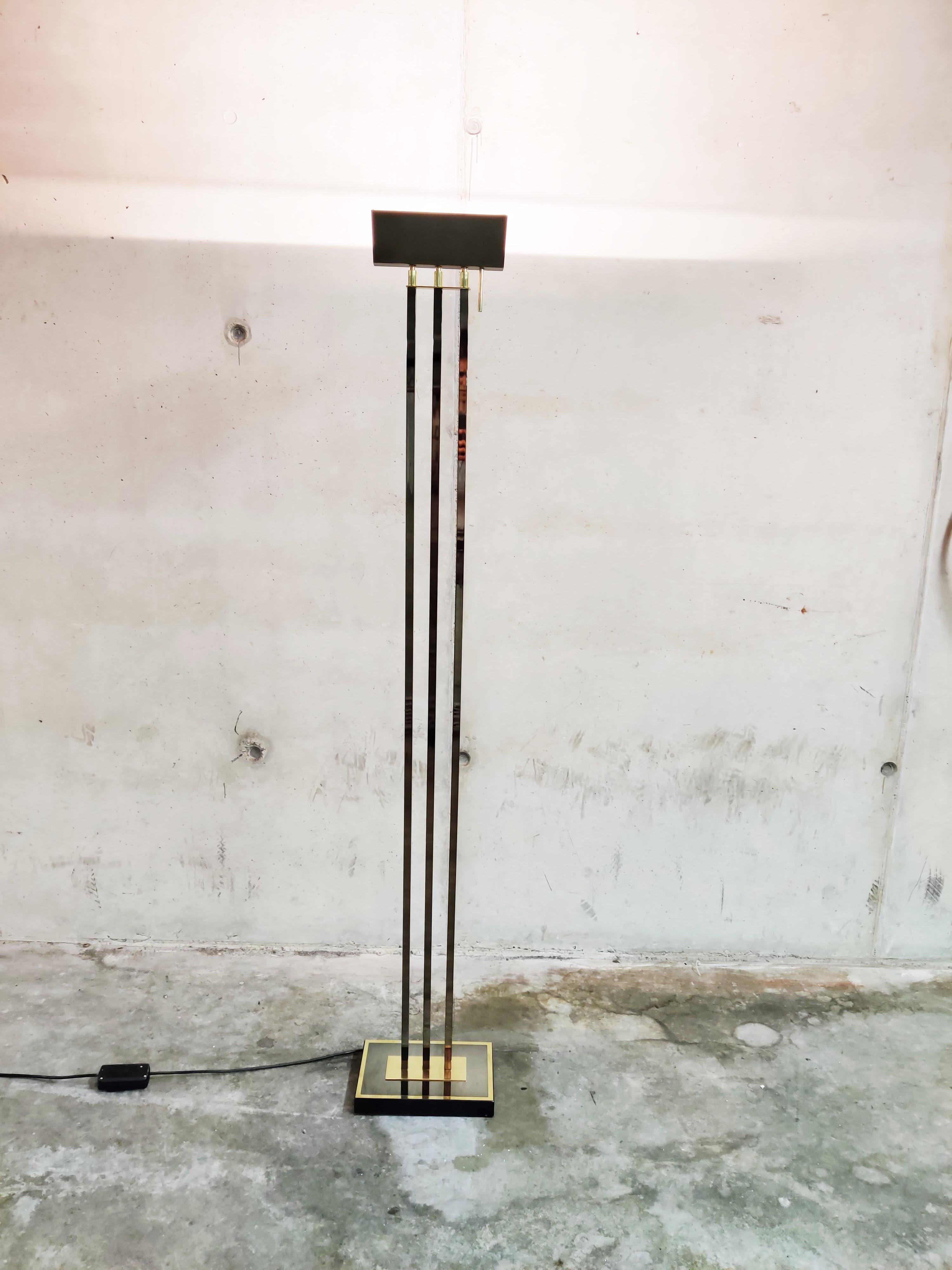 Belgian Brass Floor Lamp from Deknudt in the Style of Willy Rizzo, 1970s