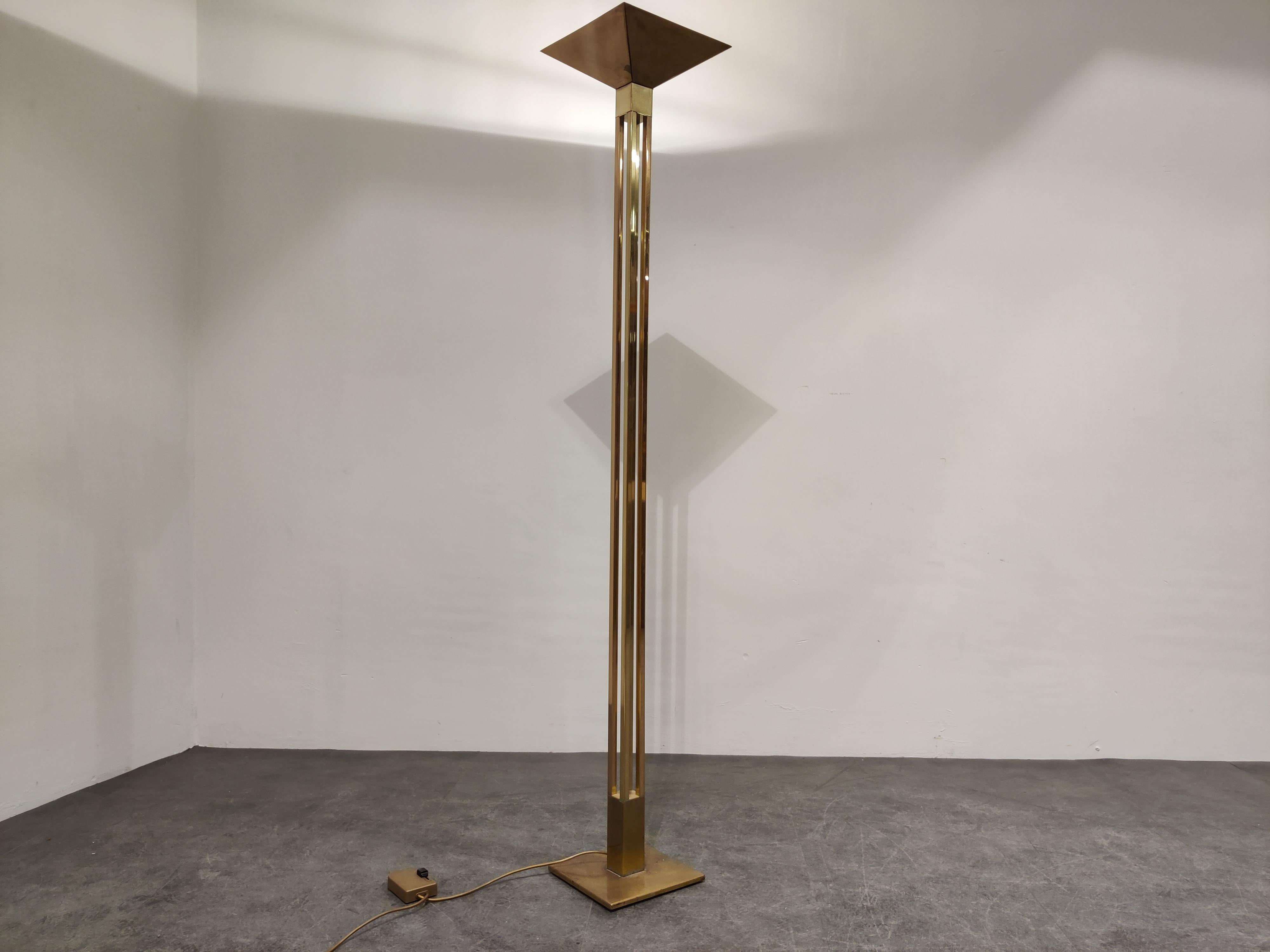 Laiton Lampadaire Deknudt dans le style de Willy Rizzo, 1970