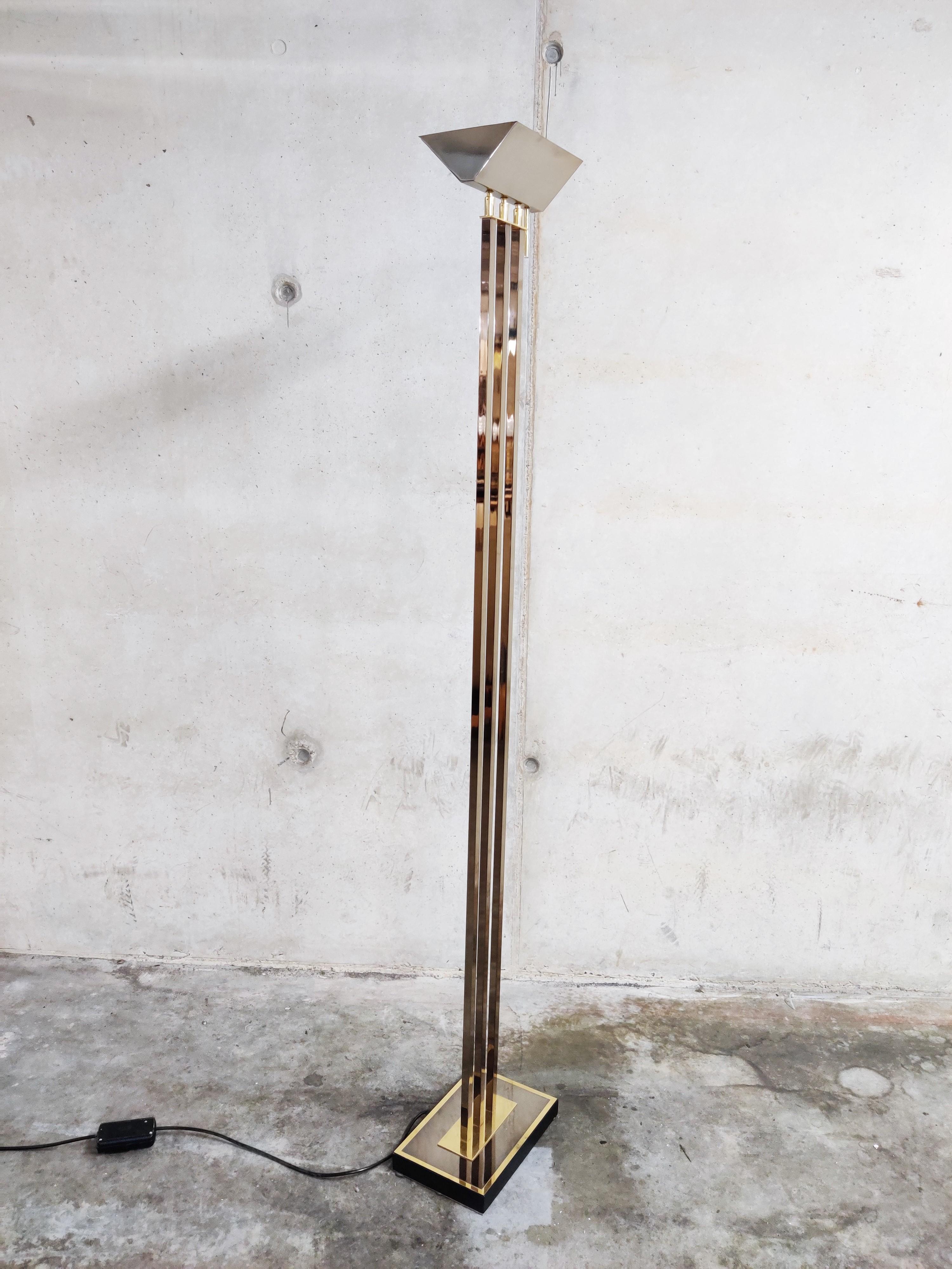 Brass Floor Lamp from Deknudt in the Style of Willy Rizzo, 1970s 1