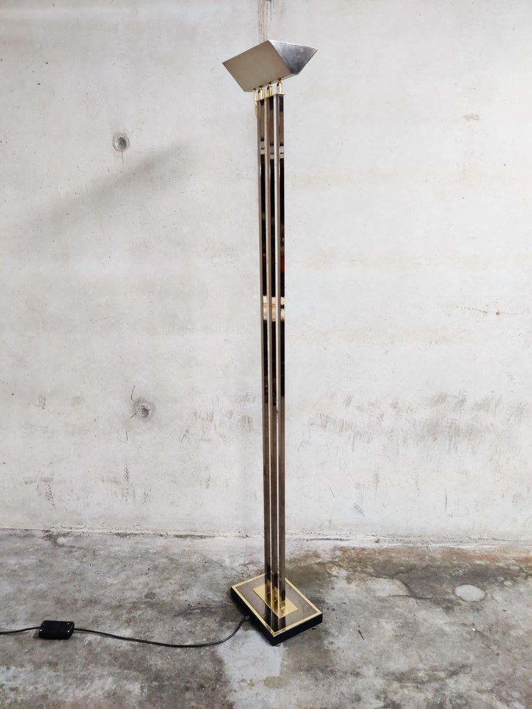 Brass Floor Lamp from Deknudt in the Style of Willy Rizzo, 1970s 2
