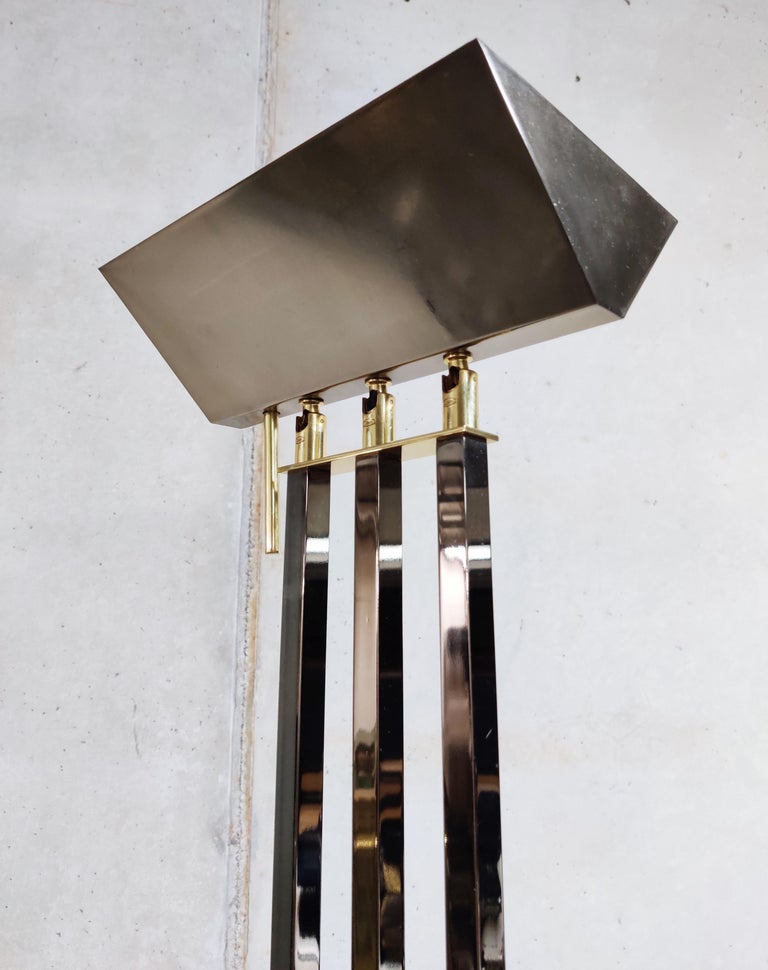 Brass Floor Lamp from Deknudt in the Style of Willy Rizzo, 1970s 3
