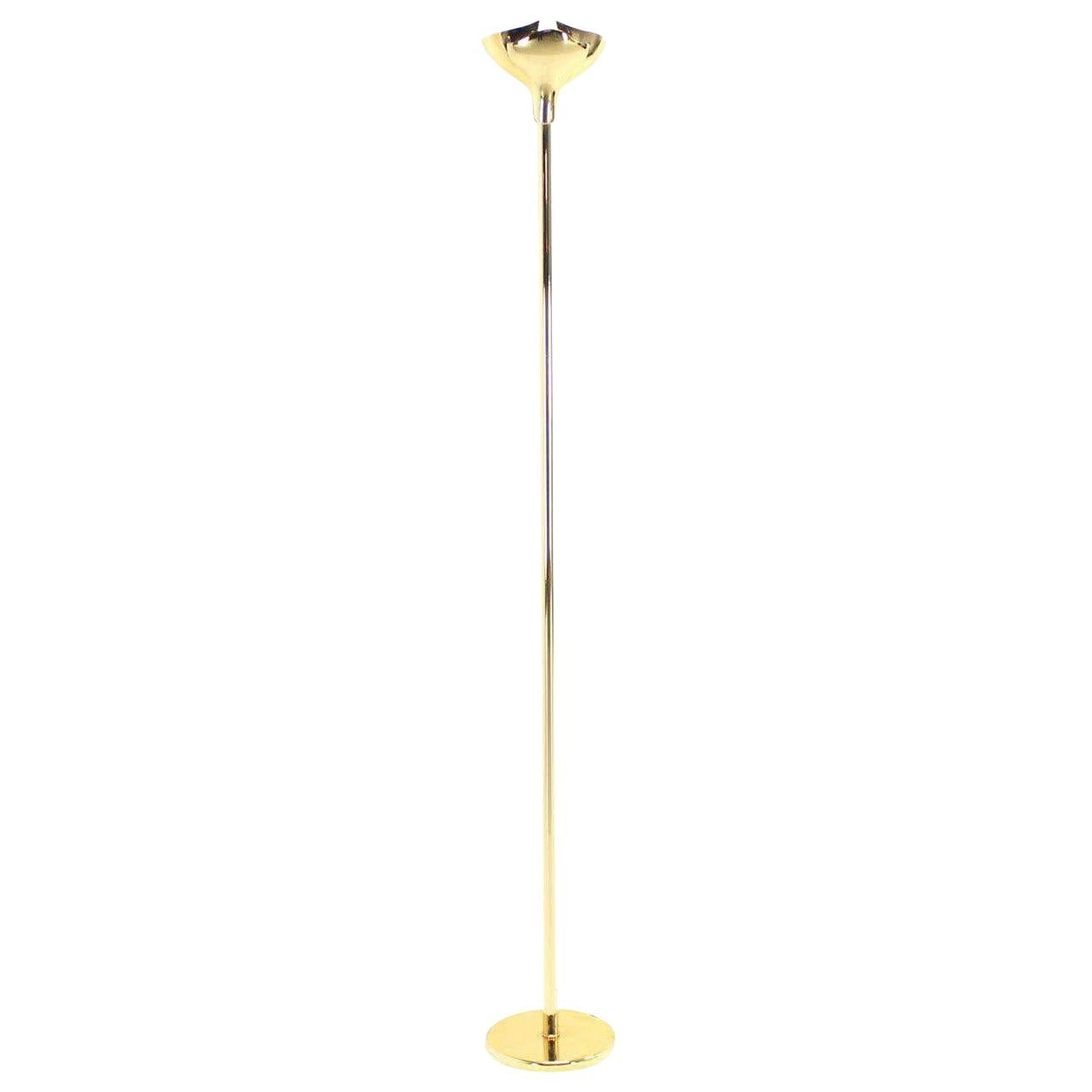 Brass Floor Lamp Lotus Shade, Gianfranco Frattini, 1980 For Sale