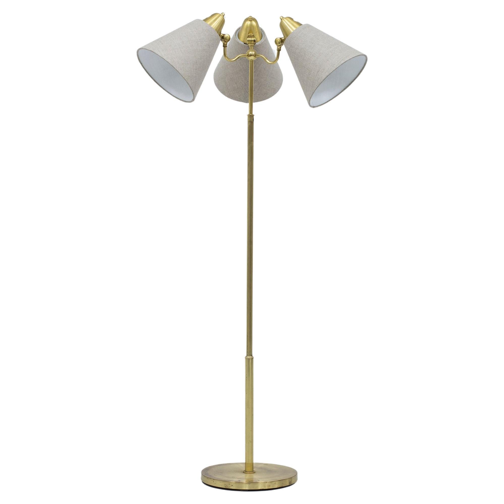 Brass Floor Lamp Model 324 by Armaturhantverk, Göteborg, Sweden, 1940s For Sale