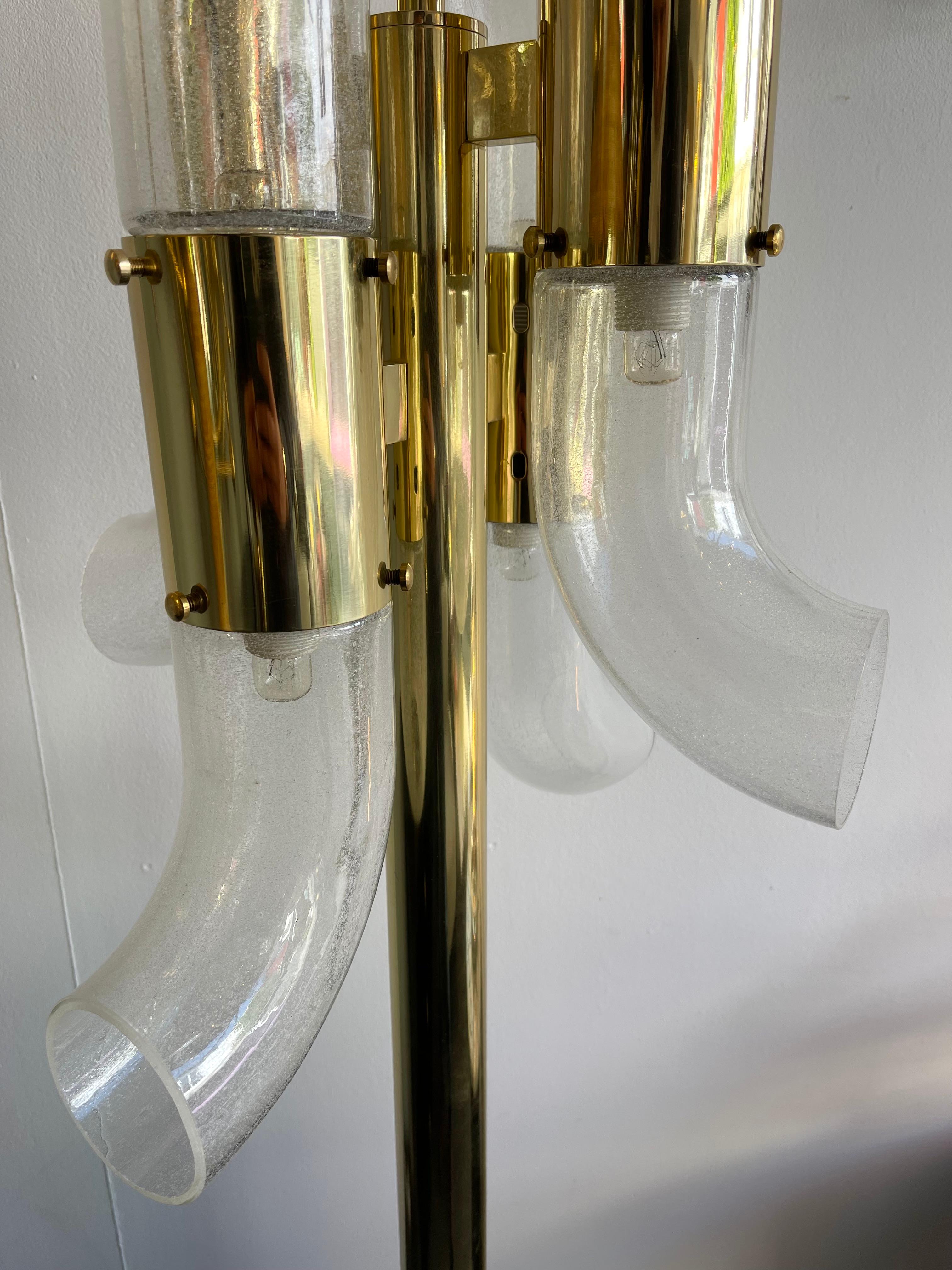 Brass Floor Lamp Murano Glass by Aldo Nason for Mazzega, Italy, 1970s 3