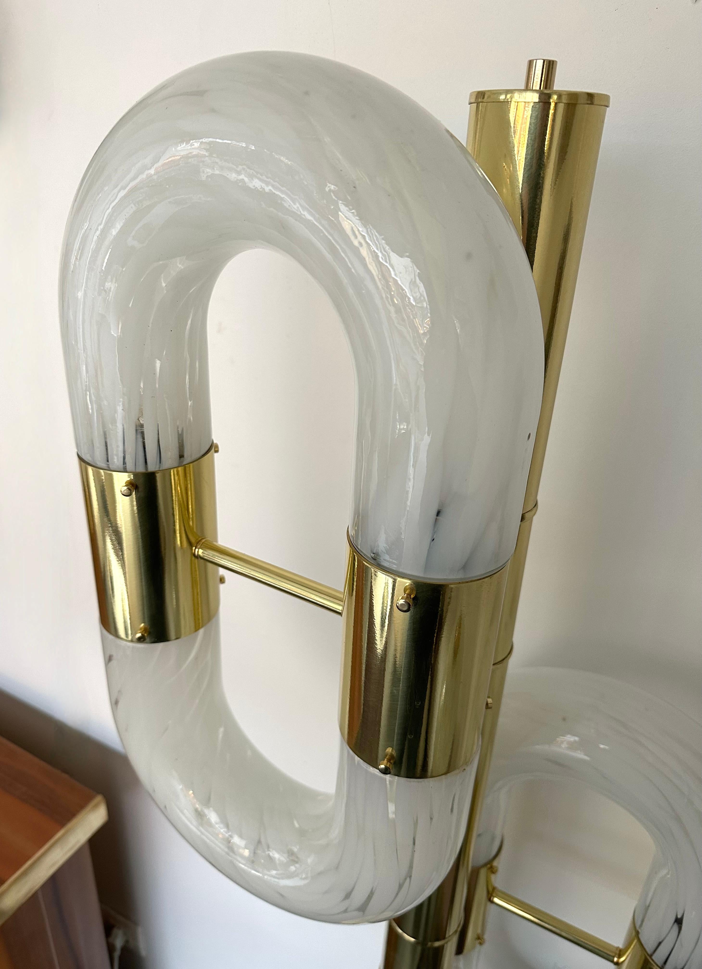 Brass Floor Lamp Murano Glass by Aldo Nason for Mazzega, Italy, 1970s 5