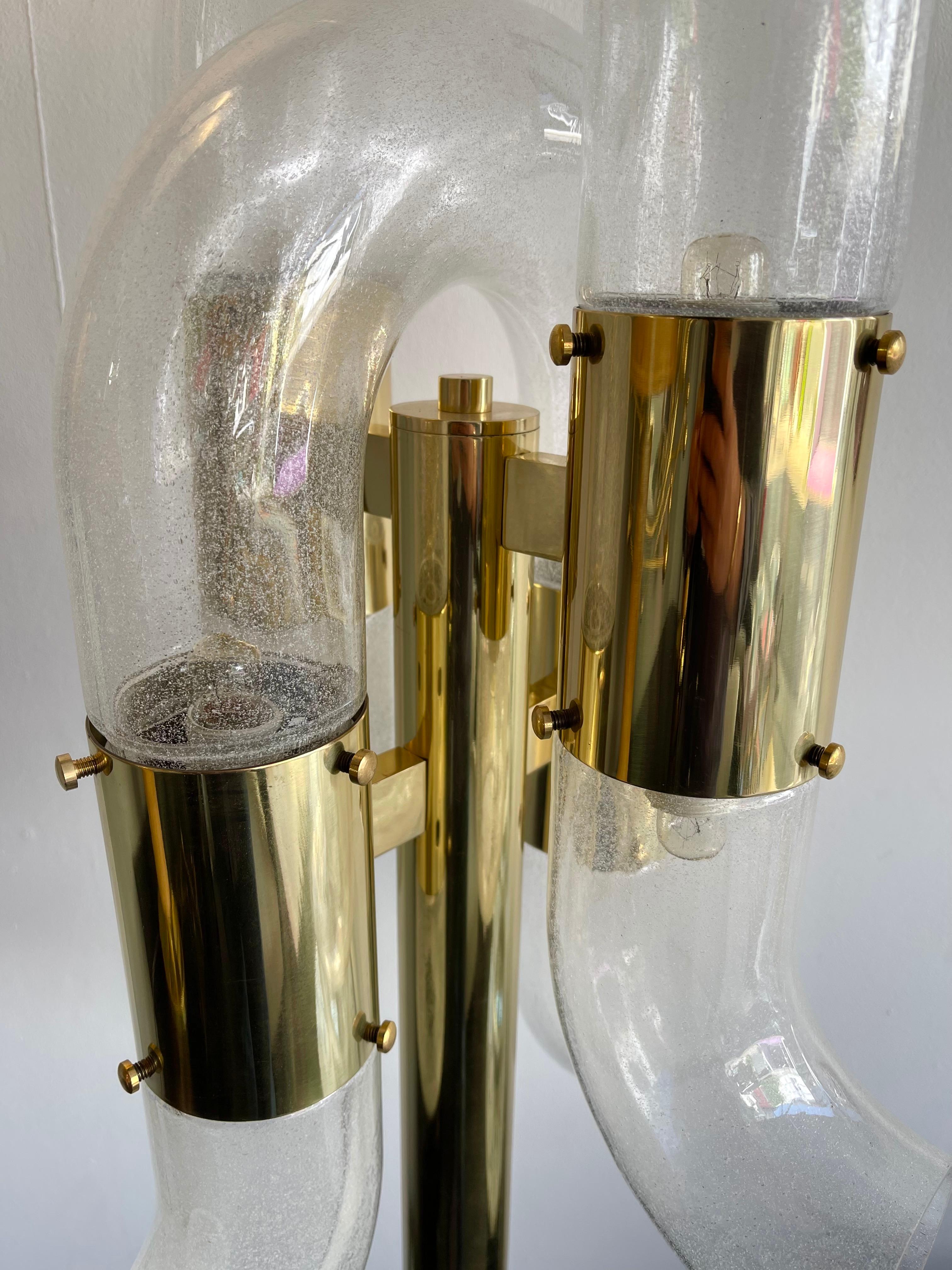 Brass Floor Lamp Murano Glass by Aldo Nason for Mazzega, Italy, 1970s 5