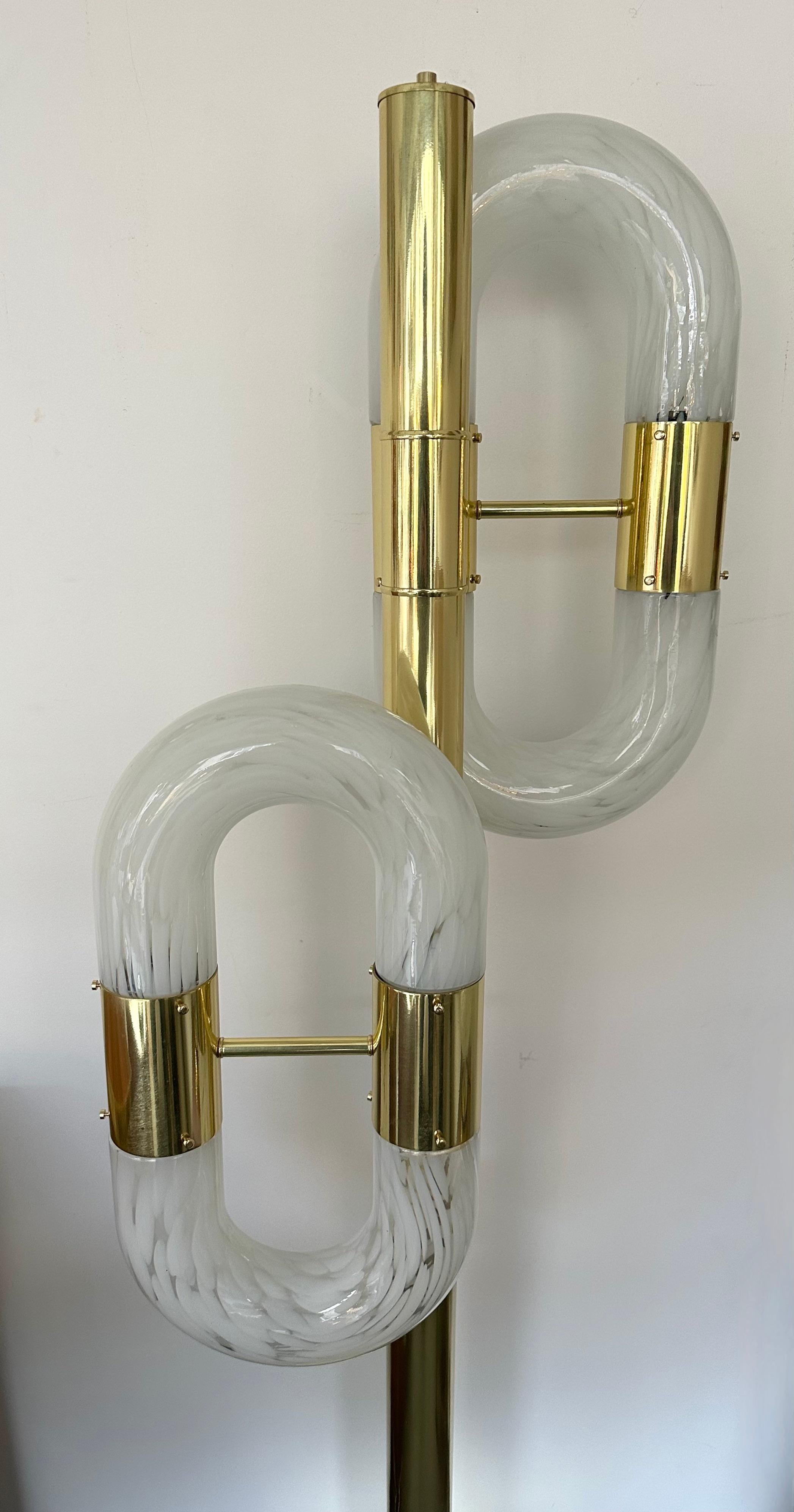 Brass Floor Lamp Murano Glass by Aldo Nason for Mazzega, Italy, 1970s 7