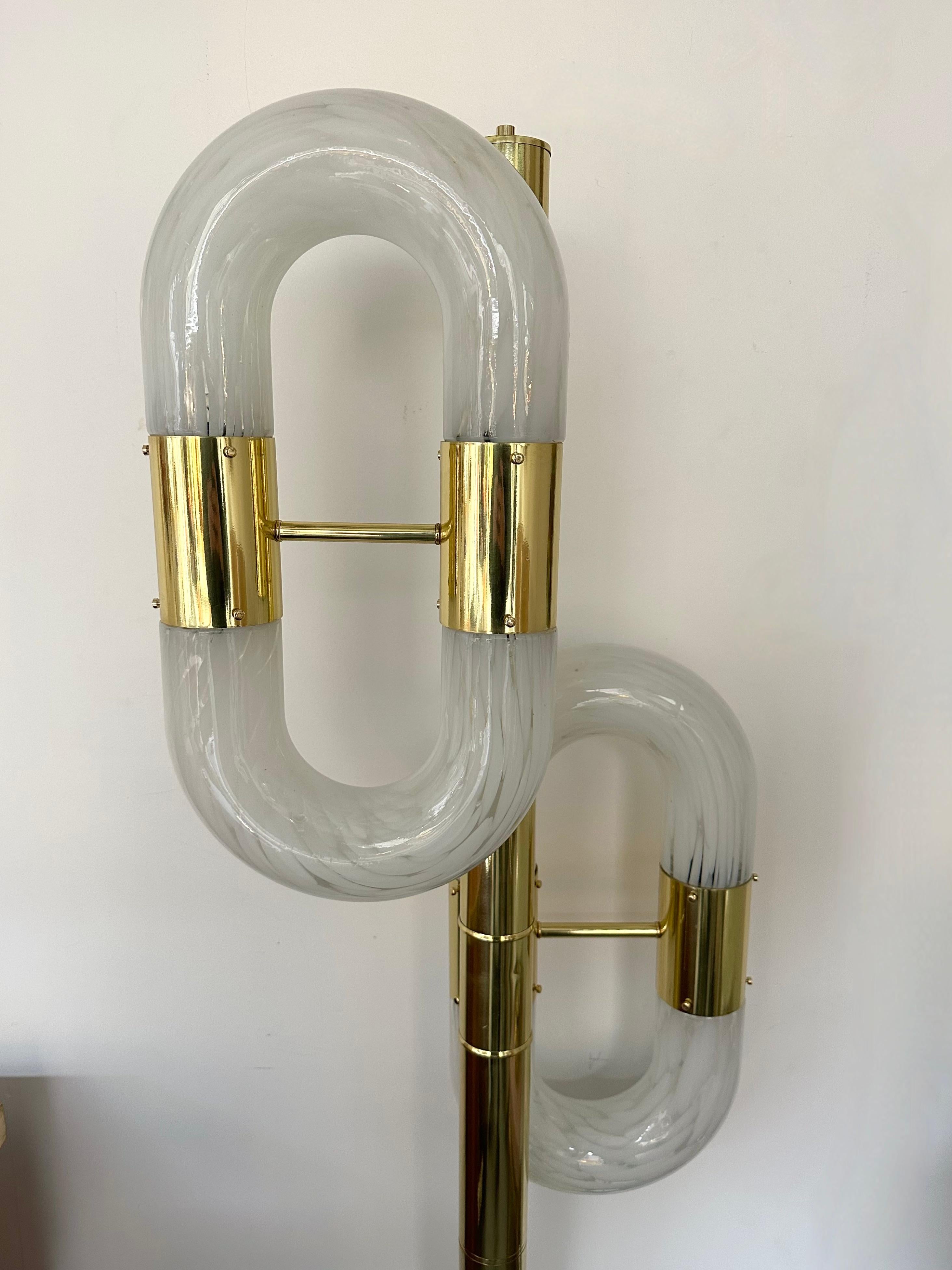 Late 20th Century Brass Floor Lamp Murano Glass by Aldo Nason for Mazzega, Italy, 1970s