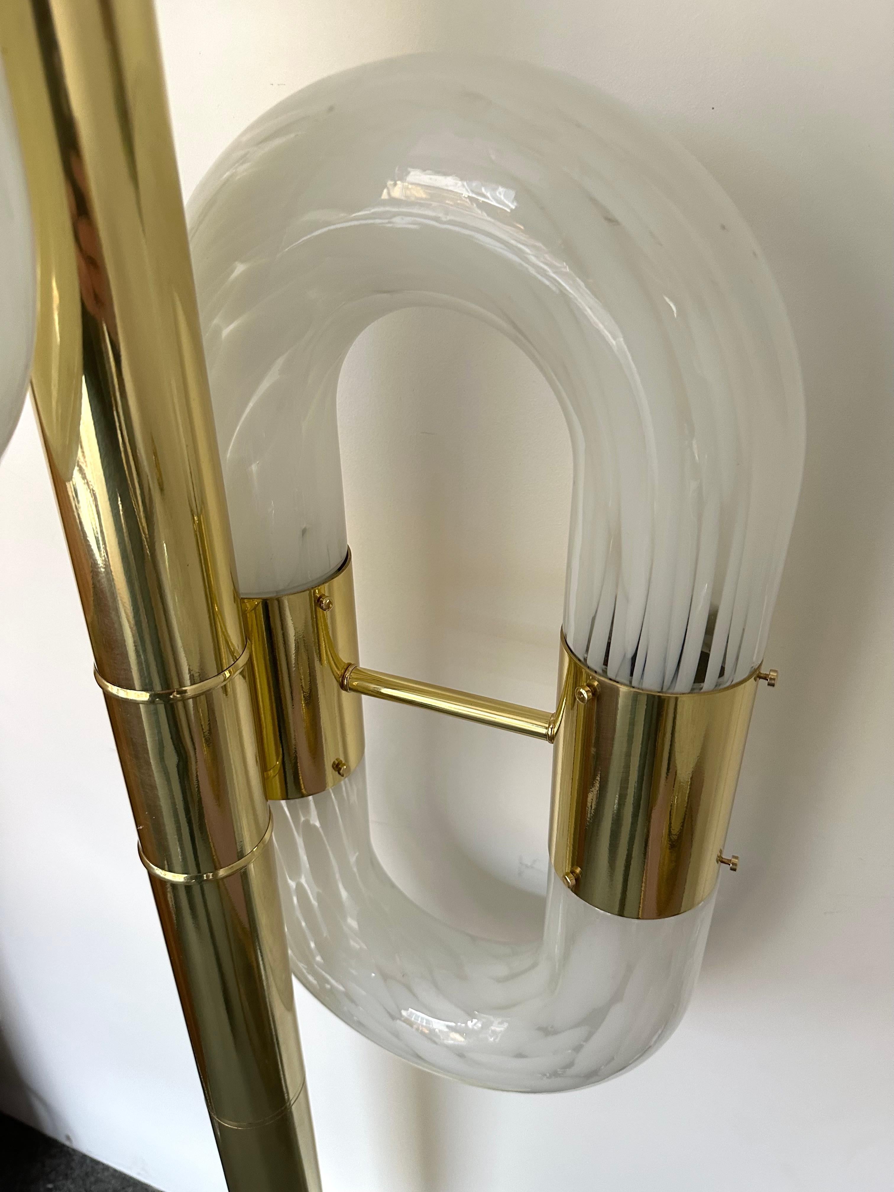 Brass Floor Lamp Murano Glass by Aldo Nason for Mazzega, Italy, 1970s 3