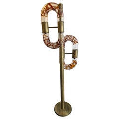 Stehlampe aus Messing und Muranoglas von Aldo Nason für Mazzega, Italien, 1970er Jahre