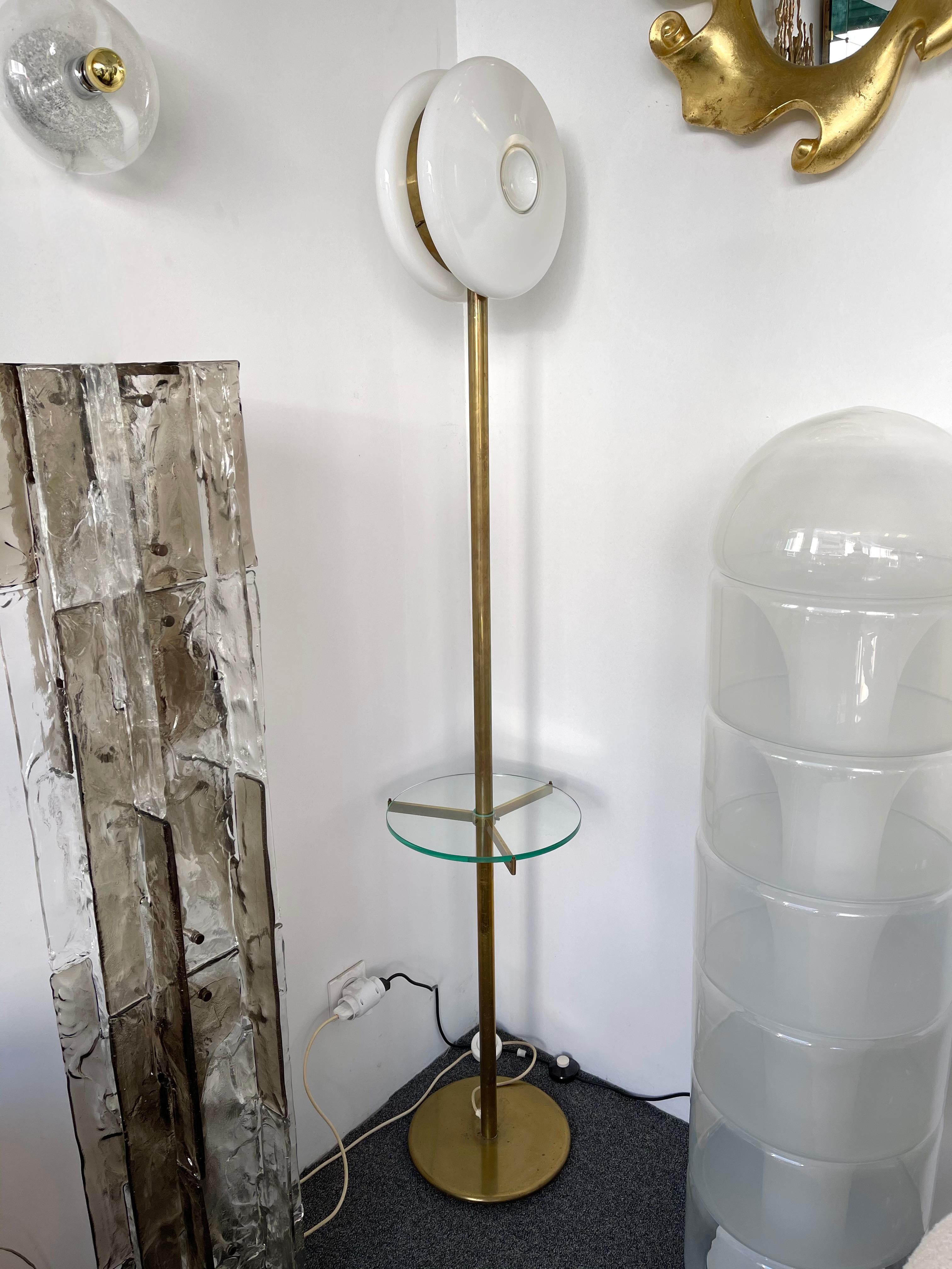Brass Floor Lamp Murano Glass by De Majo, Italy, 1970s 1