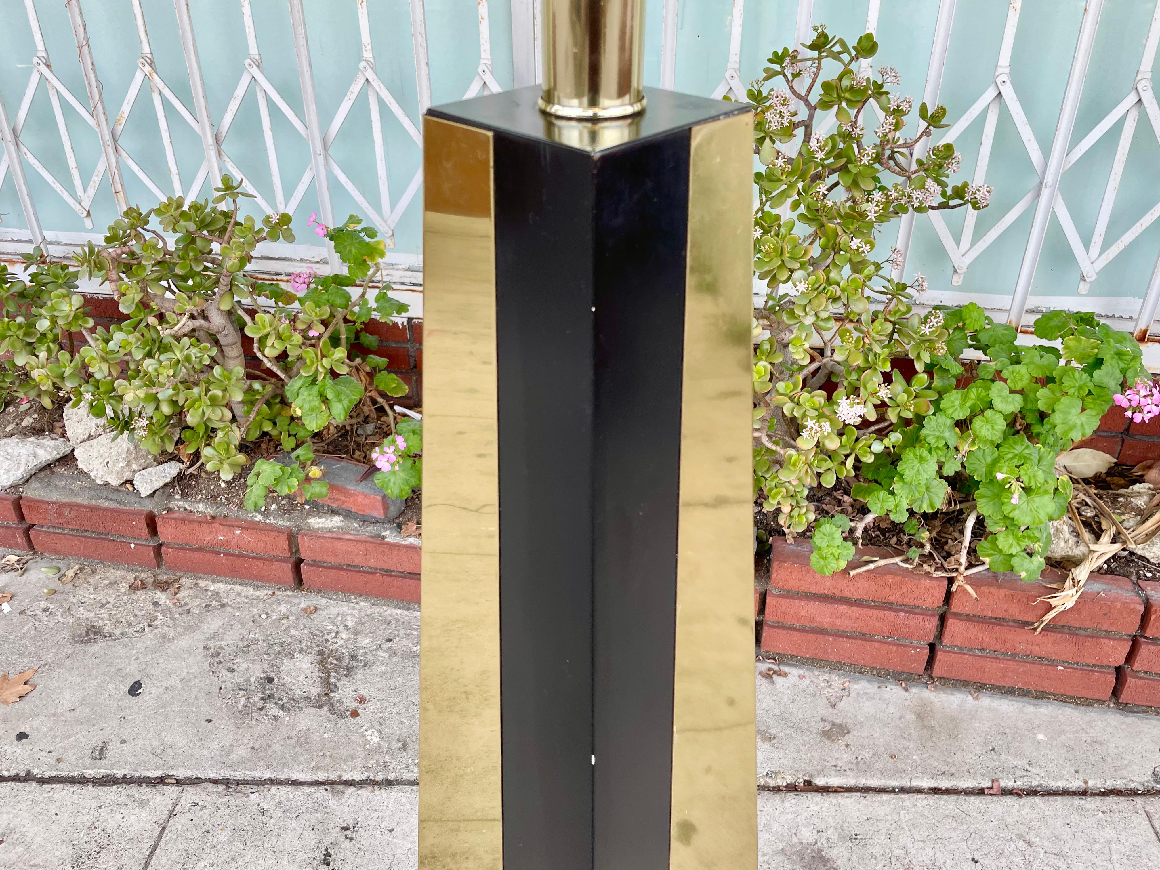 American Brass Floor Lamp Styled After Paul Evans For Sale