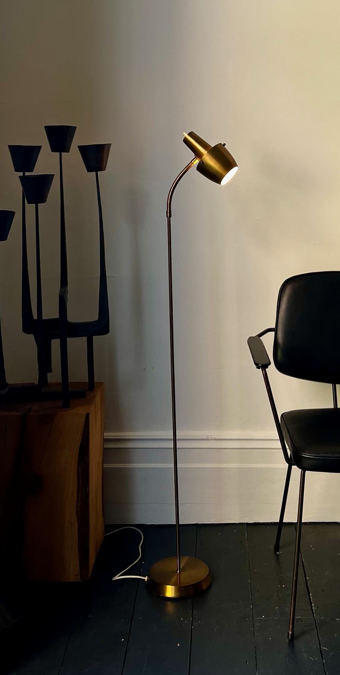 Brass Floor Lamp, Sweden For Sale 2