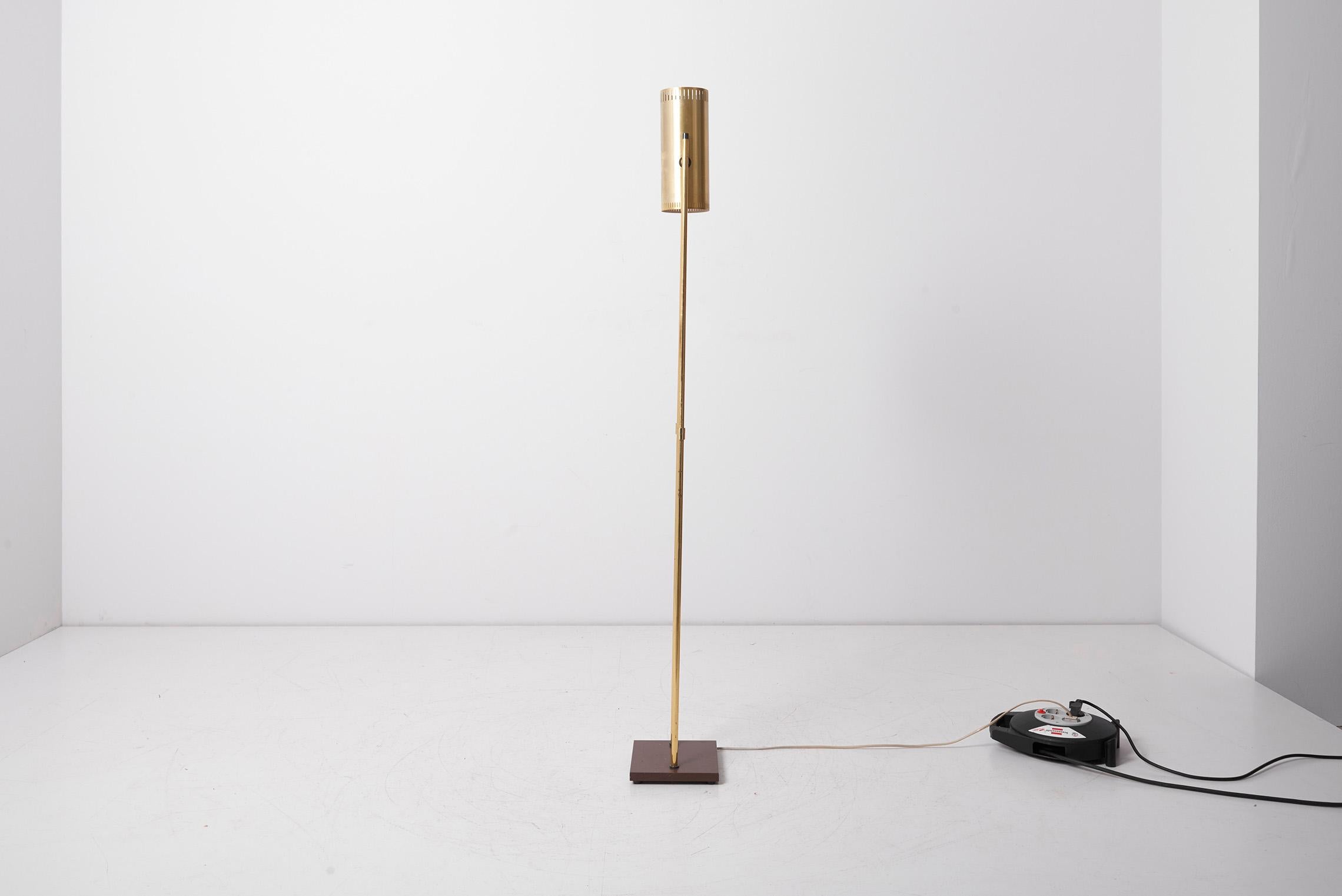 Brass Floor Lamp 'Trombone' by Jo Hammerborg for Fog & Mørup, Denmark, 1960s 1