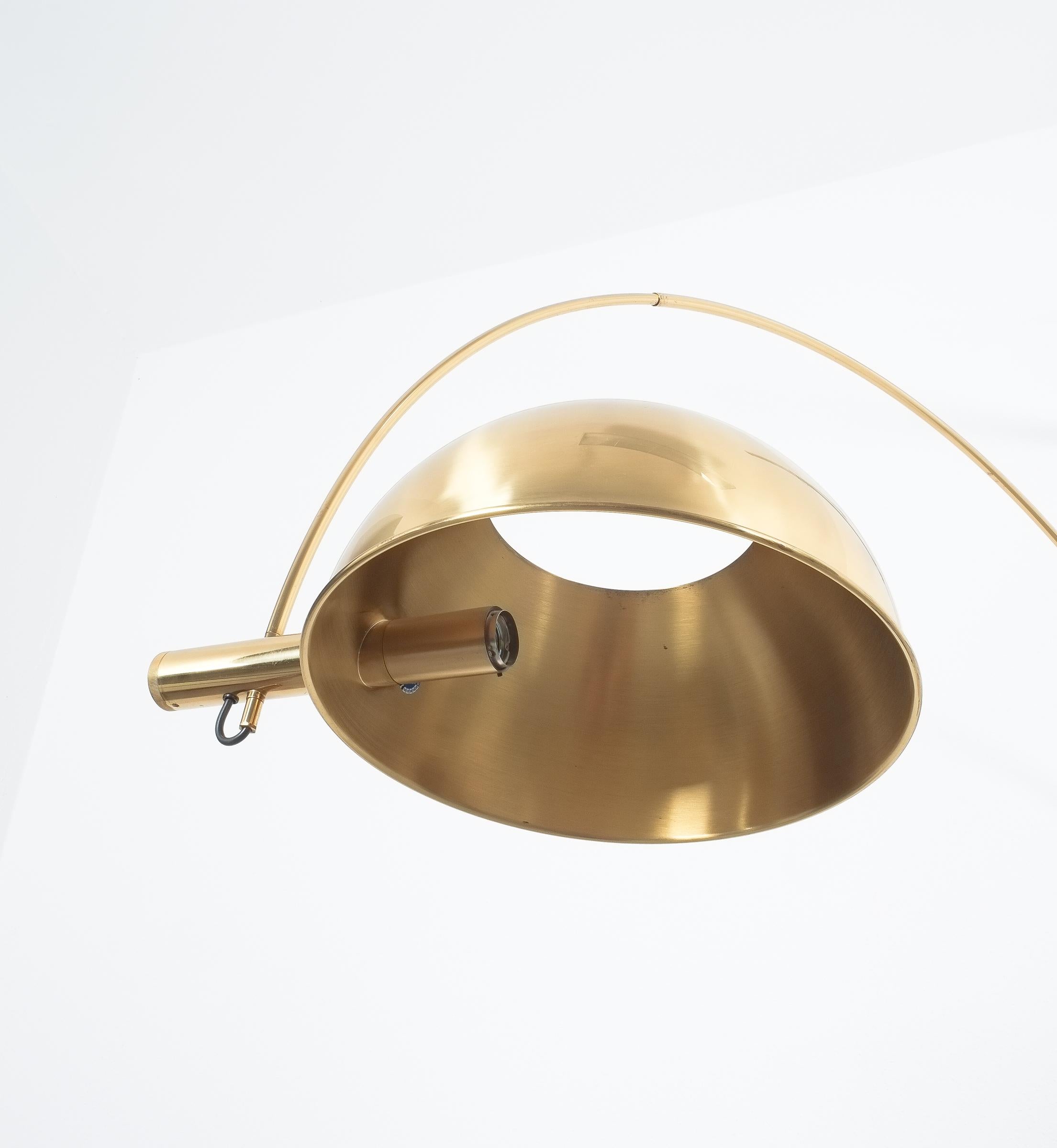 Brass Floor Lamp with Adjustable Arc by Florian Schulz, 1970 4