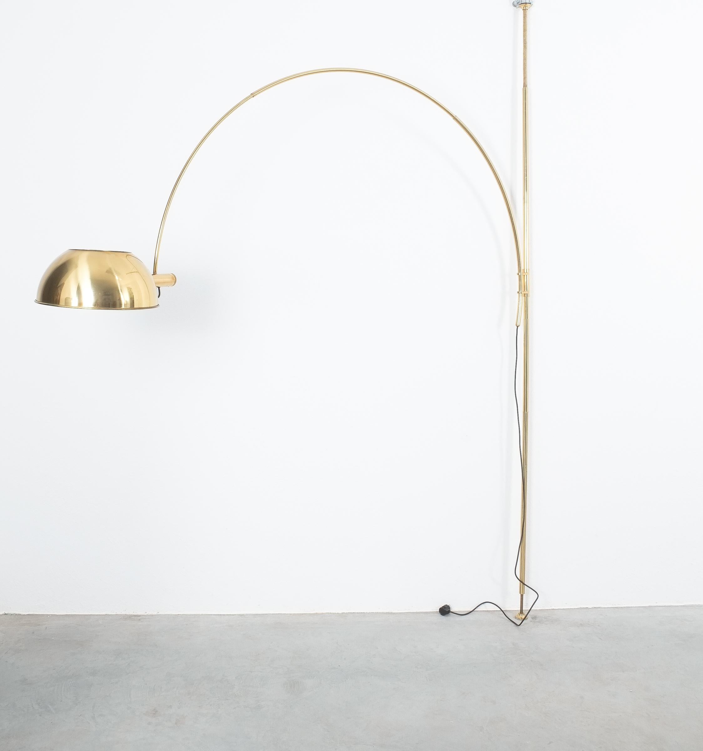 Mid-Century Modern Brass Floor Lamp with Adjustable Arc by Florian Schulz, 1970