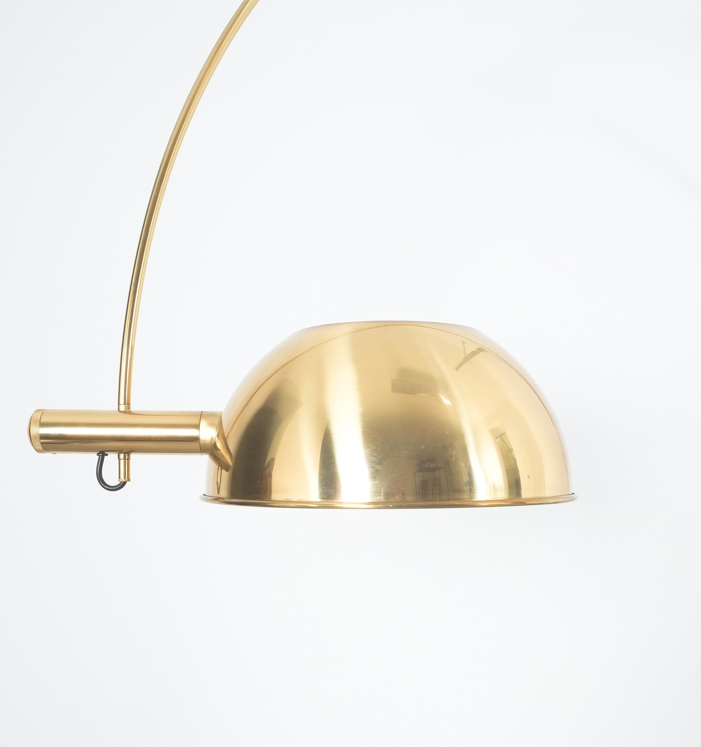 Late 20th Century Brass Floor Lamp with Adjustable Arc by Florian Schulz, 1970