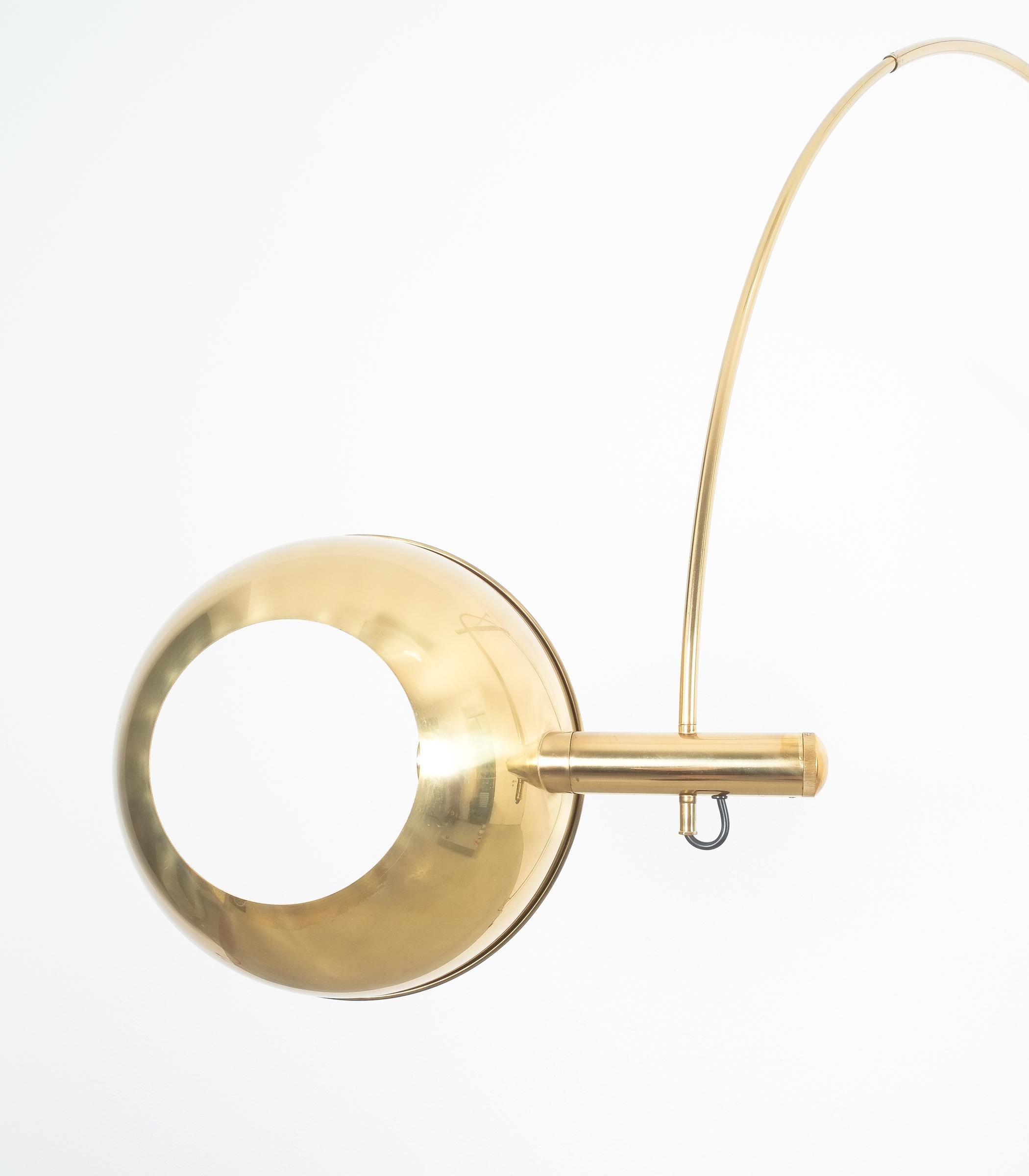 Brass Floor Lamp with Adjustable Arc by Florian Schulz, 1970 1