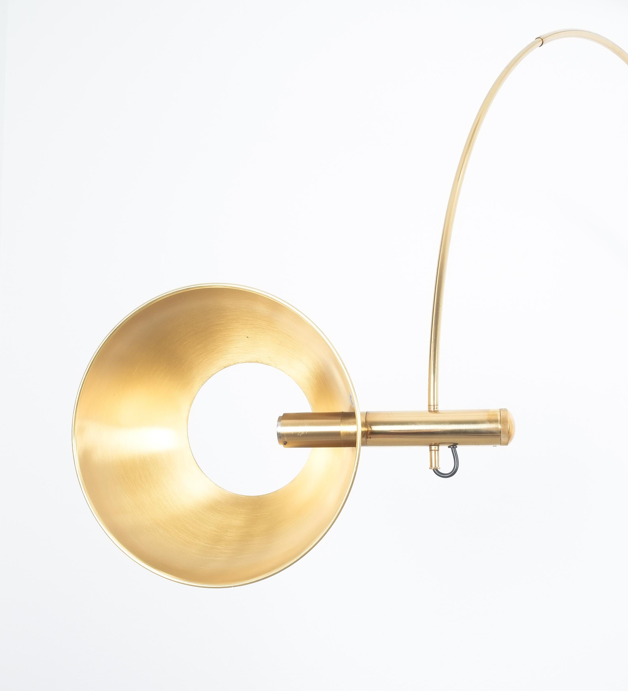Brass Floor Lamp with Adjustable Arc by Florian Schulz, 1970 2