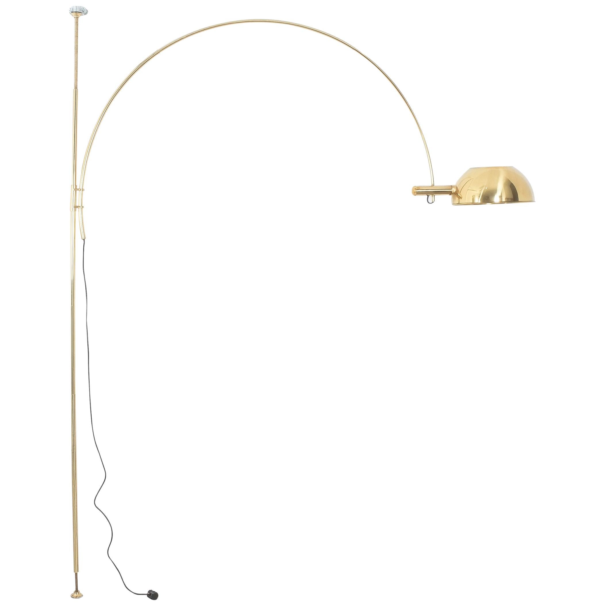 Brass Floor Lamp with Adjustable Arc by Florian Schulz, 1970