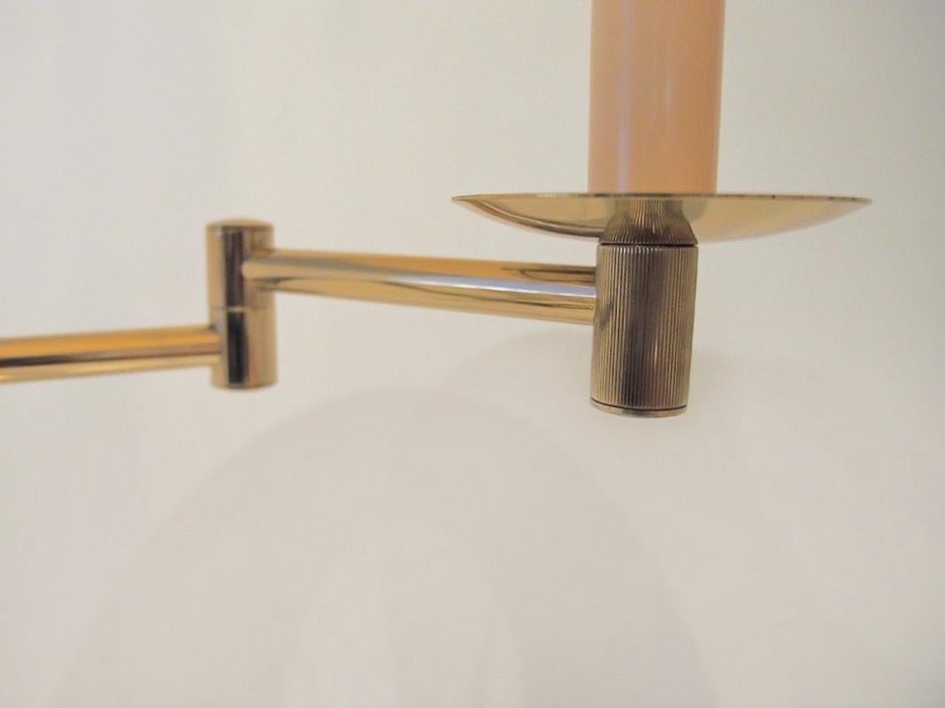 20th Century Brass Floor Lamp with Adjustable Arm and Cream Color Shade