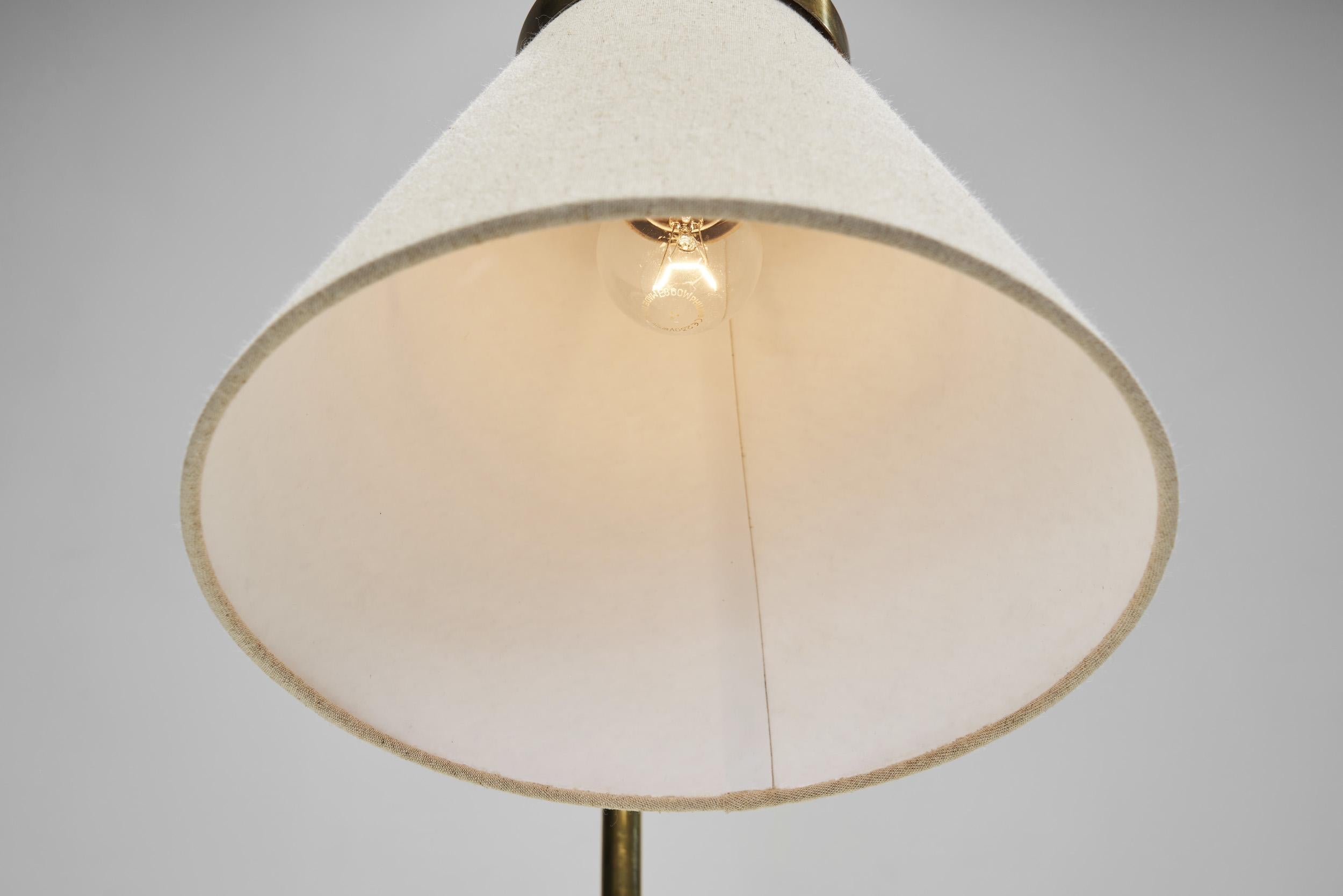 Brass Floor Lamp with Adjustable Gooseneck for Bergboms, Sweden 1940s For Sale 5