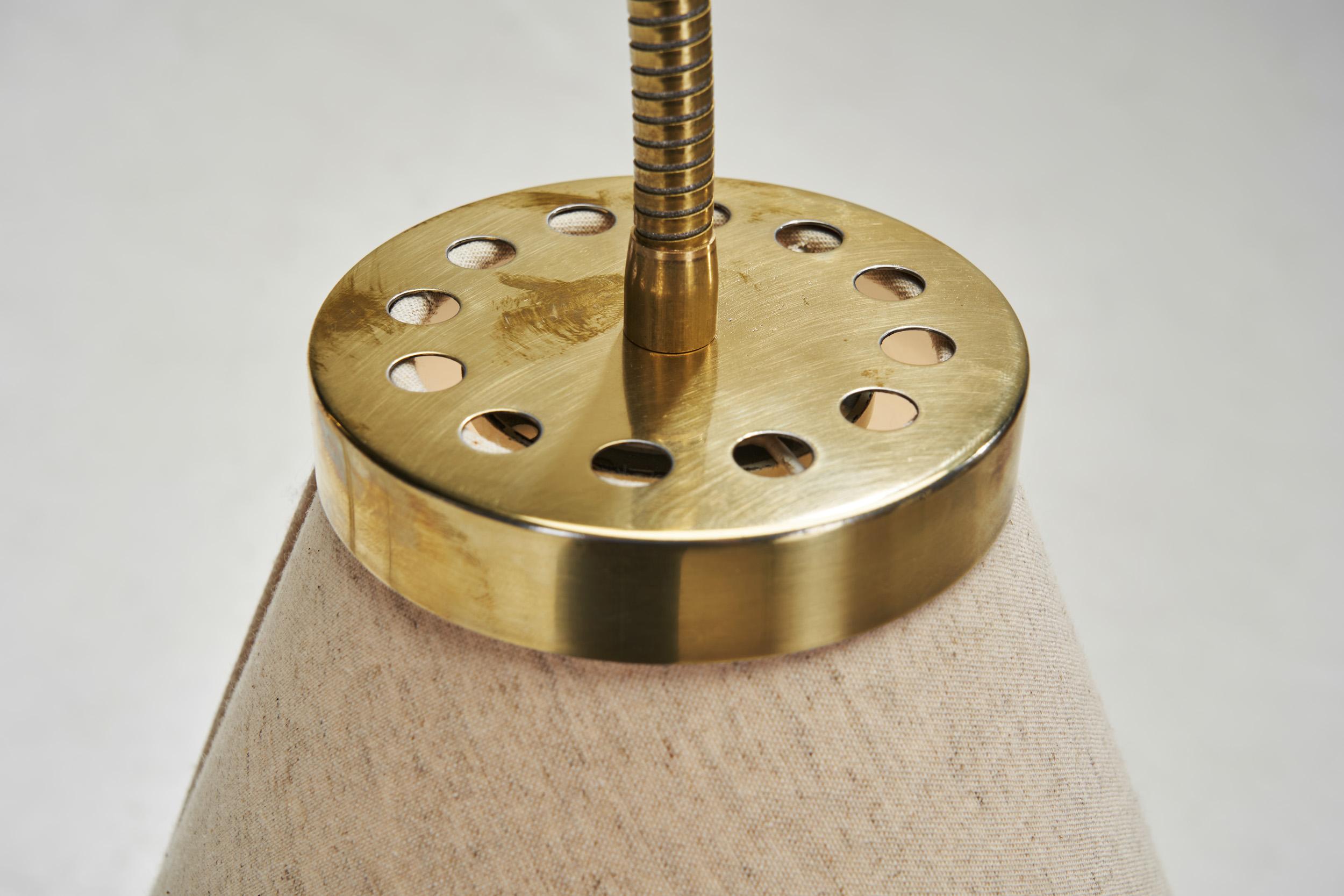 Brass Floor Lamp with Adjustable Gooseneck for Bergboms, Sweden 1940s For Sale 8