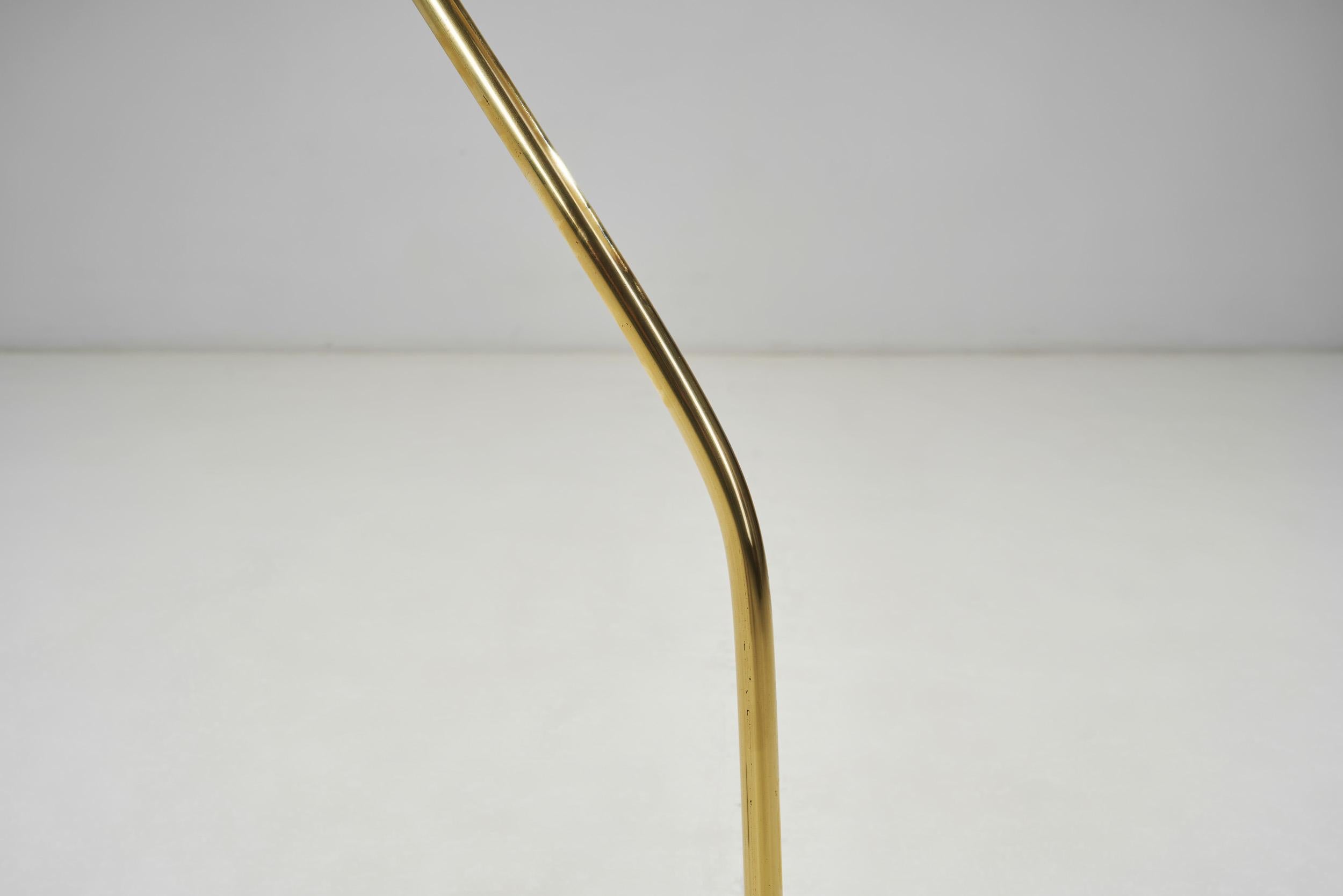 Brass Floor Lamp with Adjustable Gooseneck for Bergboms, Sweden 1940s For Sale 11