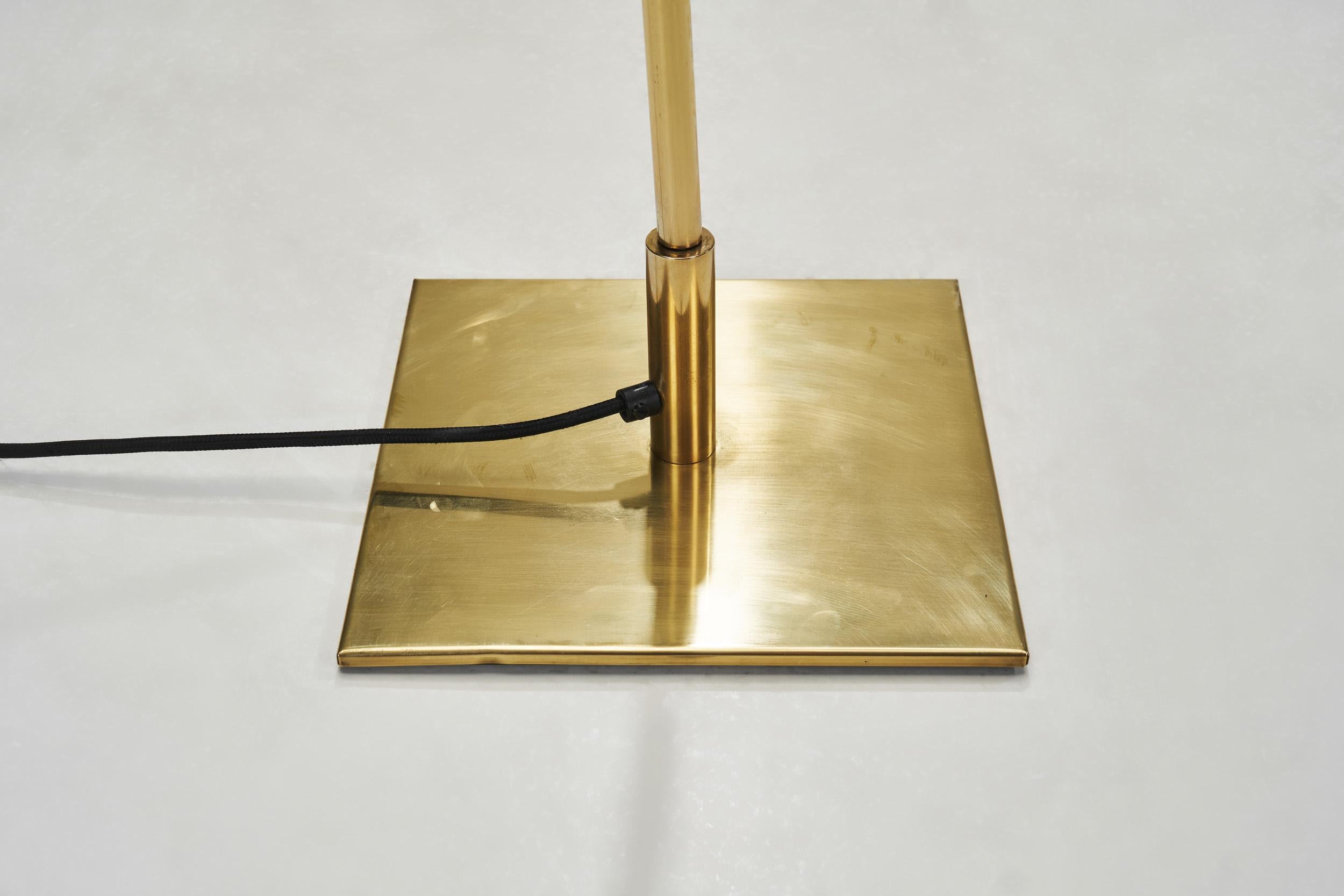 Brass Floor Lamp with Adjustable Gooseneck for Bergboms, Sweden 1940s For Sale 12