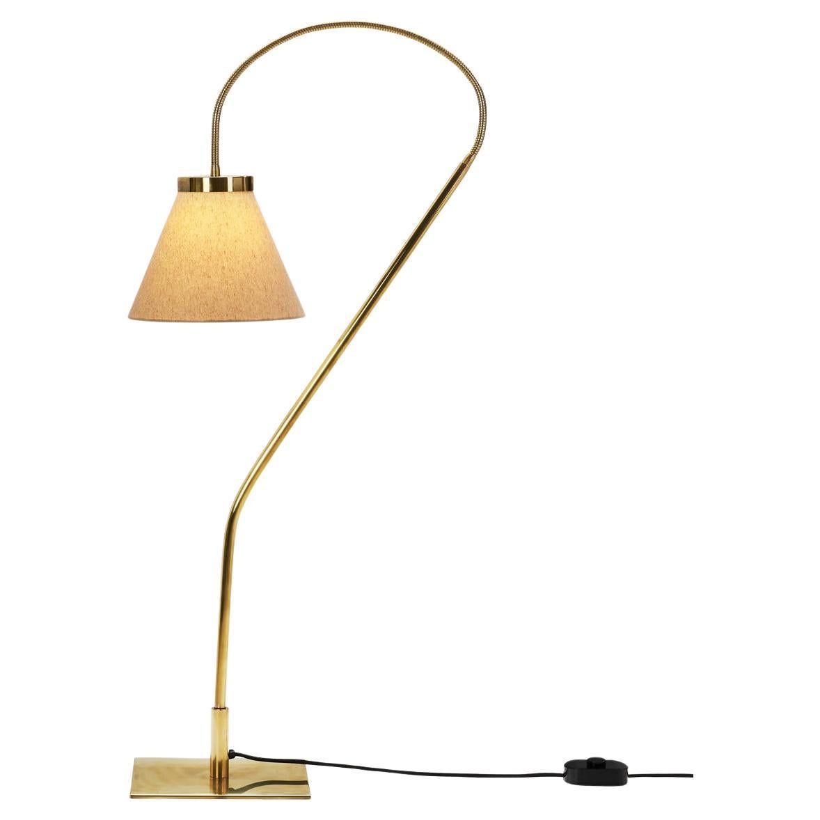 Brass Floor Lamp with Adjustable Gooseneck for Bergboms, Sweden 1940s