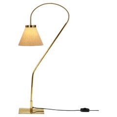 Brass Floor Lamp with Adjustable Gooseneck for Bergboms, Sweden 1940s
